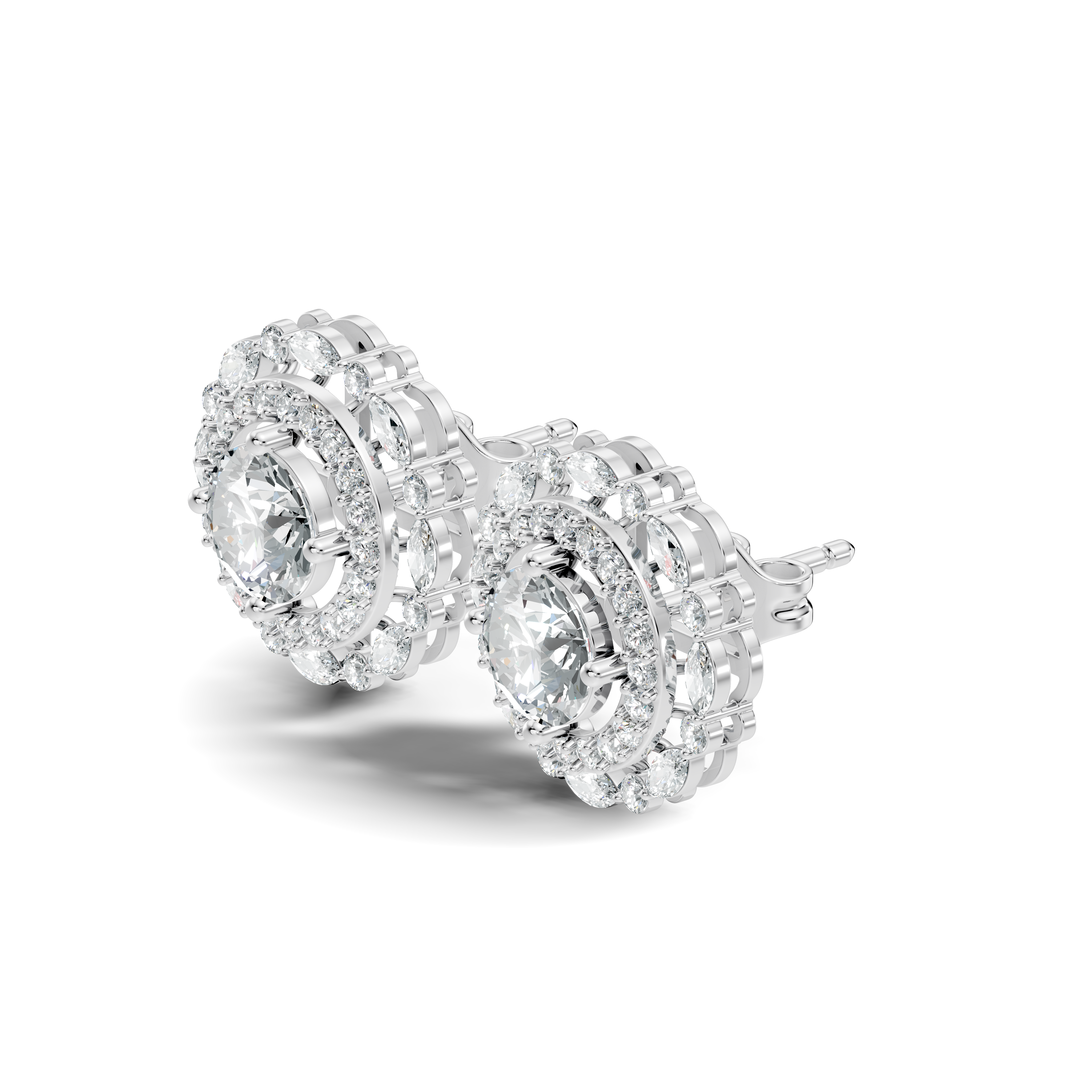 Solitaire & Double Halo Marquise Diamond Stud