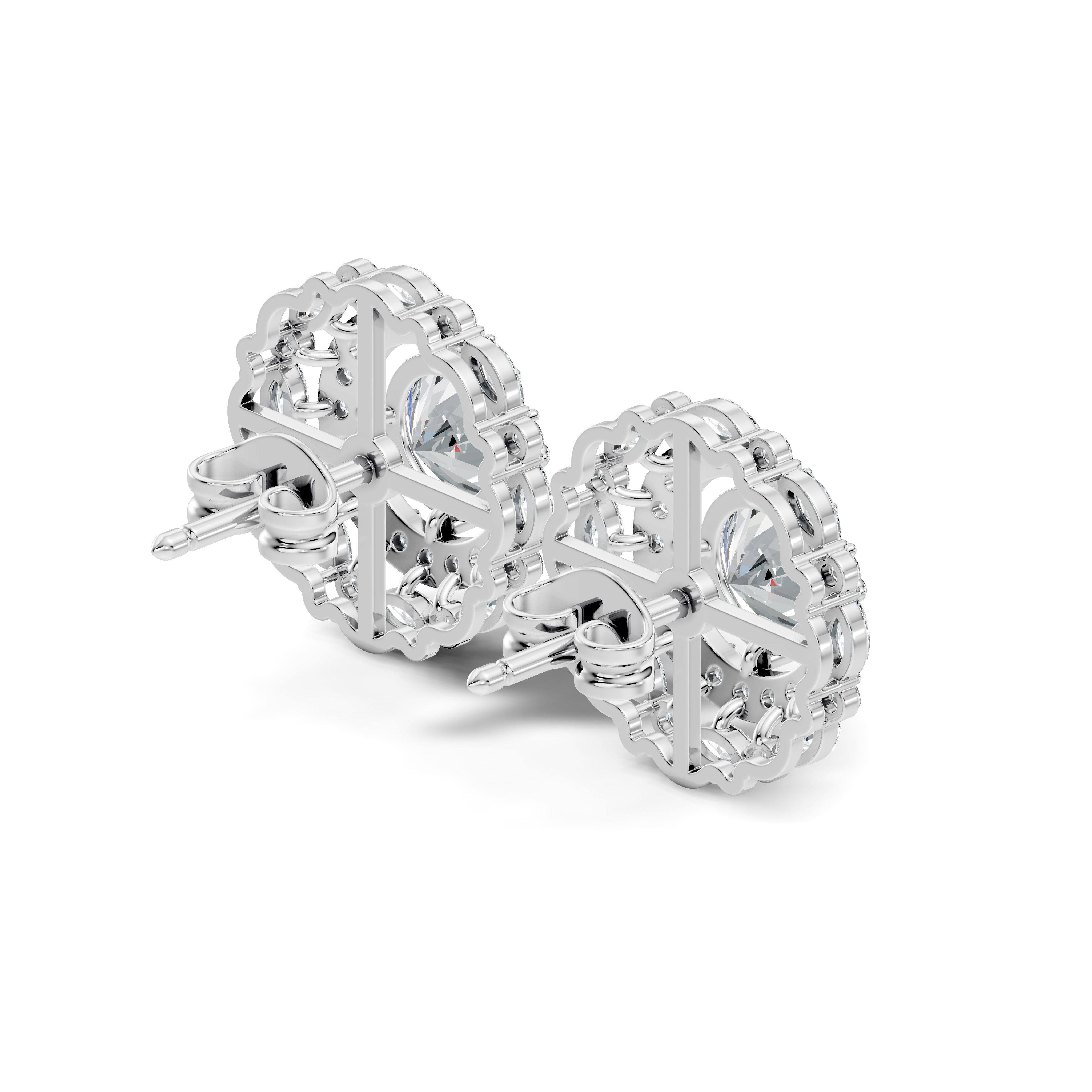 Solitaire & Double Halo Marquise Diamond Stud