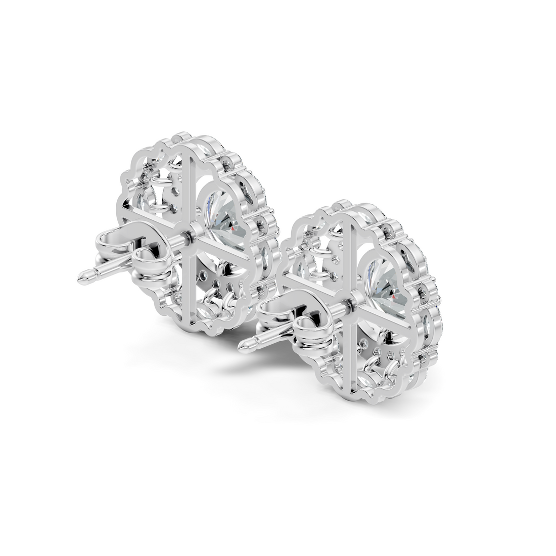 Solitaire & Double Halo Marquise Diamond Stud