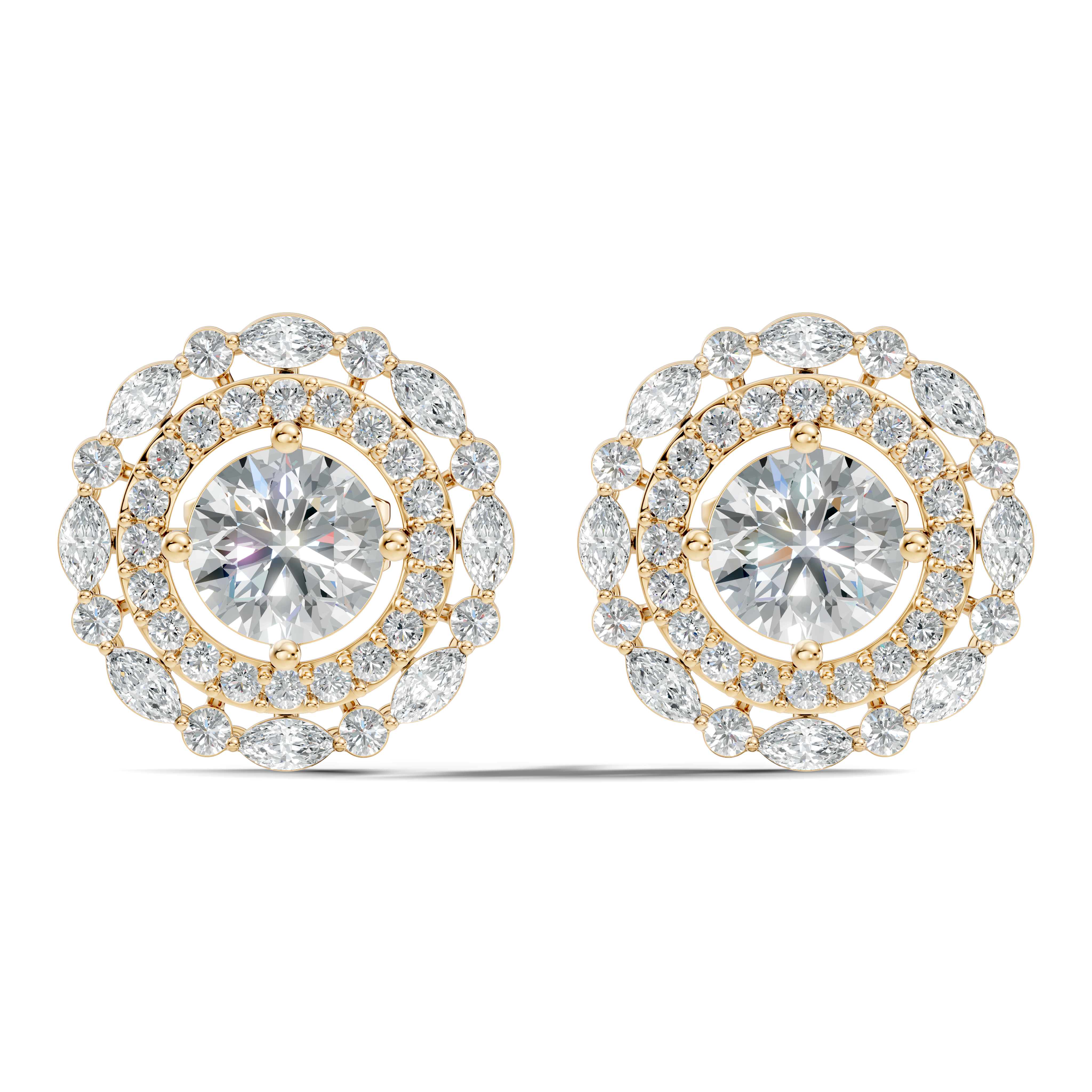 Solitaire & Double Halo Marquise Diamond Stud
