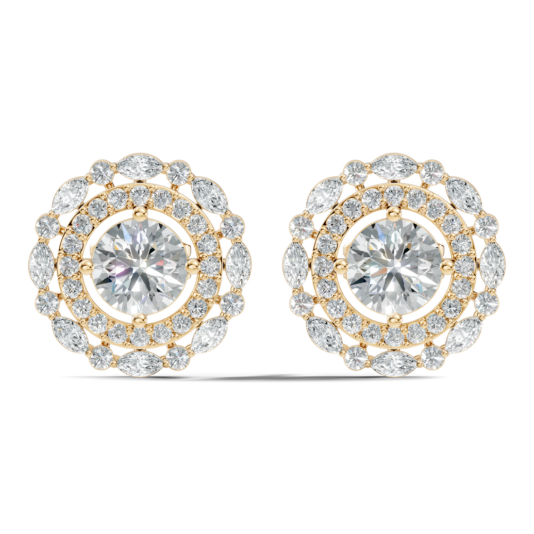 Solitaire & Double Halo Marquise Diamond Stud
