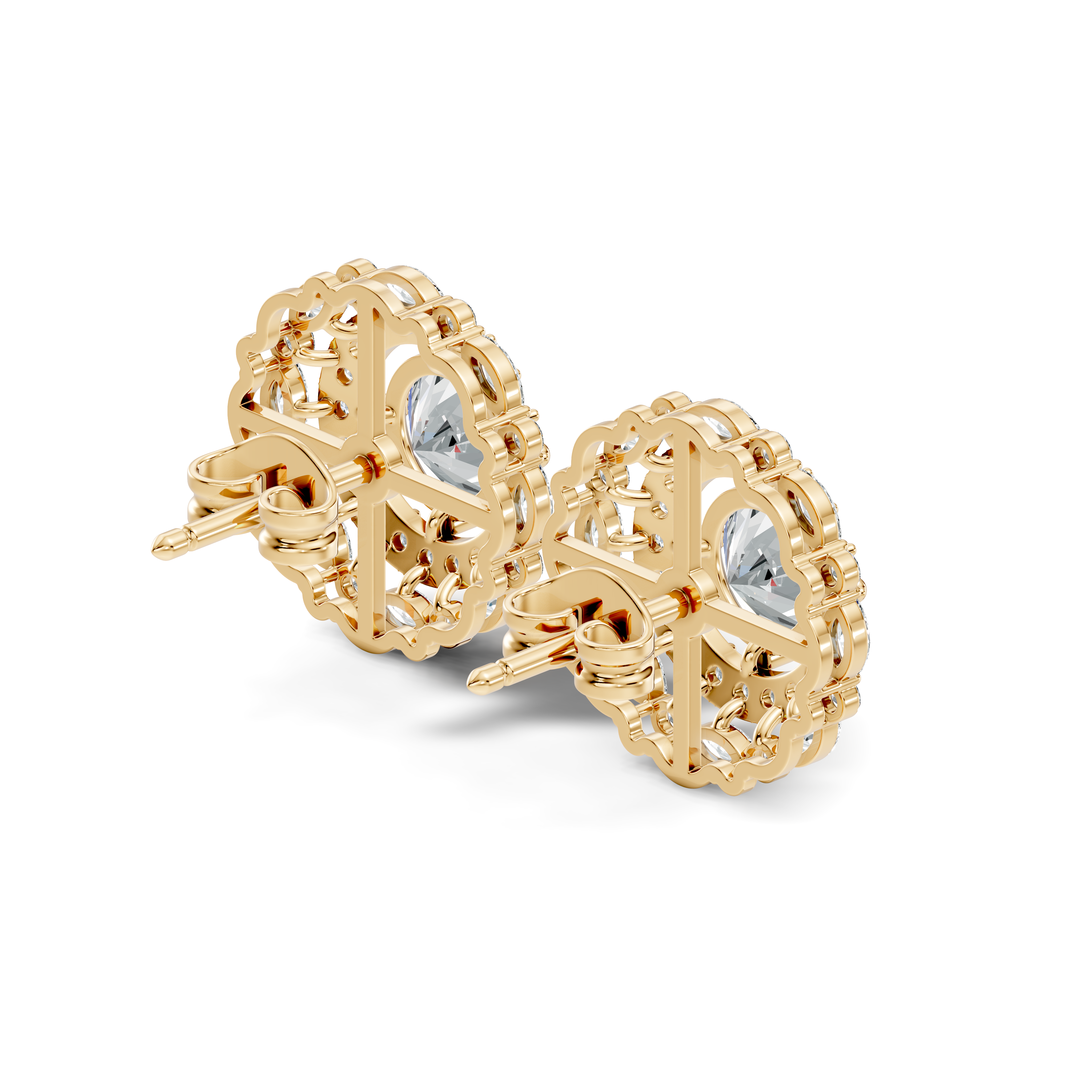 Solitaire & Double Halo Marquise Diamond Stud