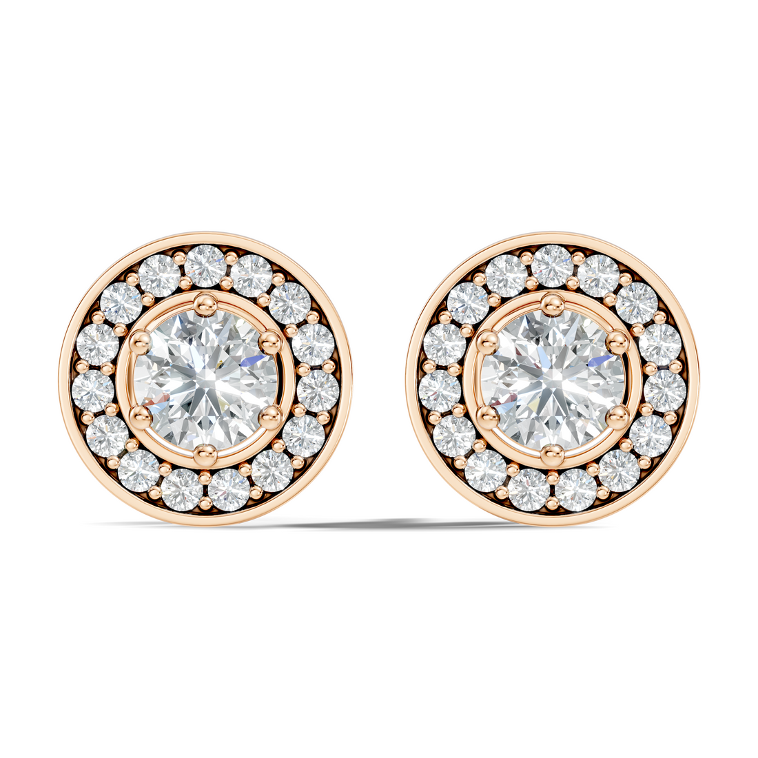 Round Solitaire Halo Stud