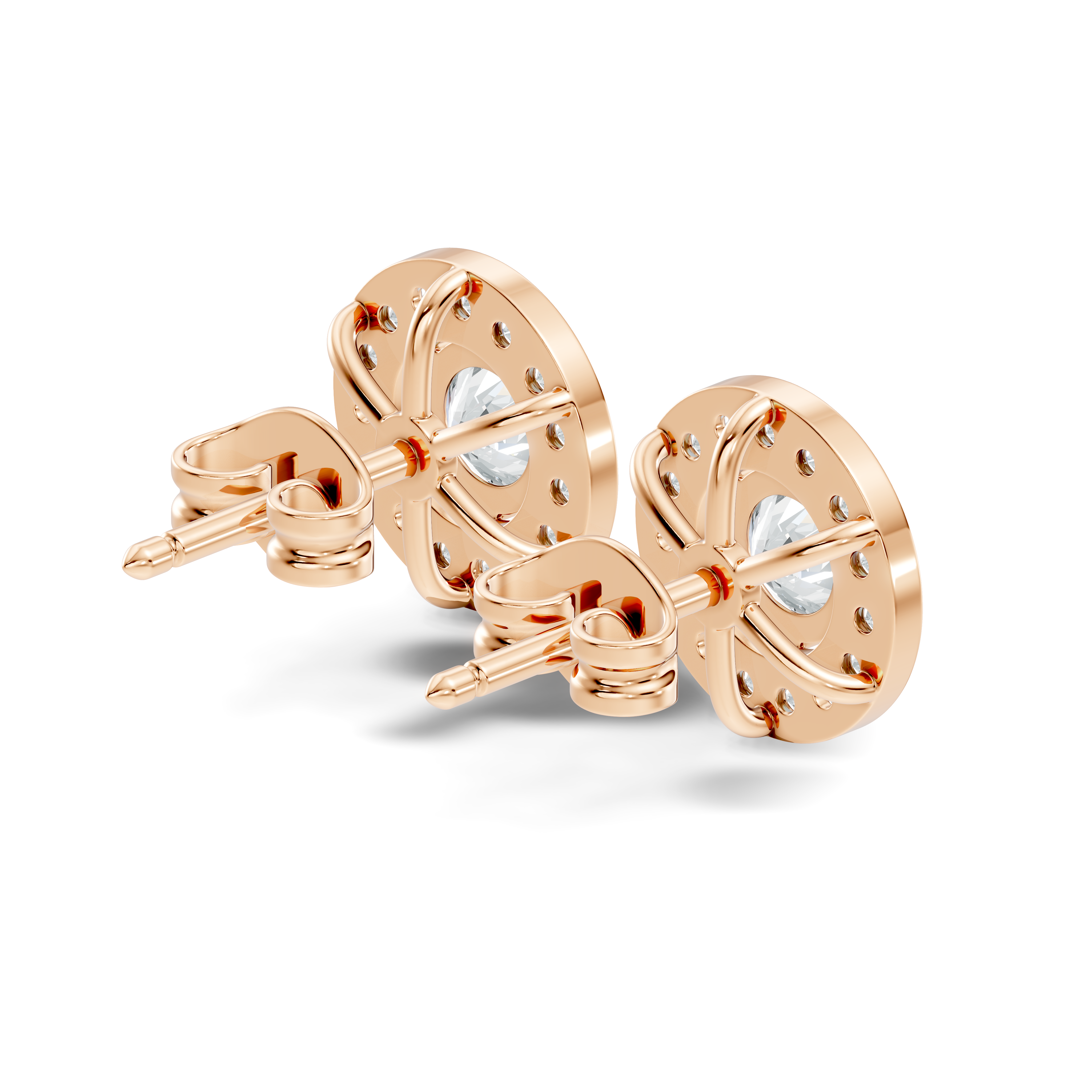Round Solitaire Halo Stud