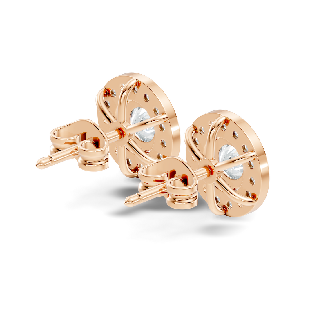 Round Solitaire Halo Stud