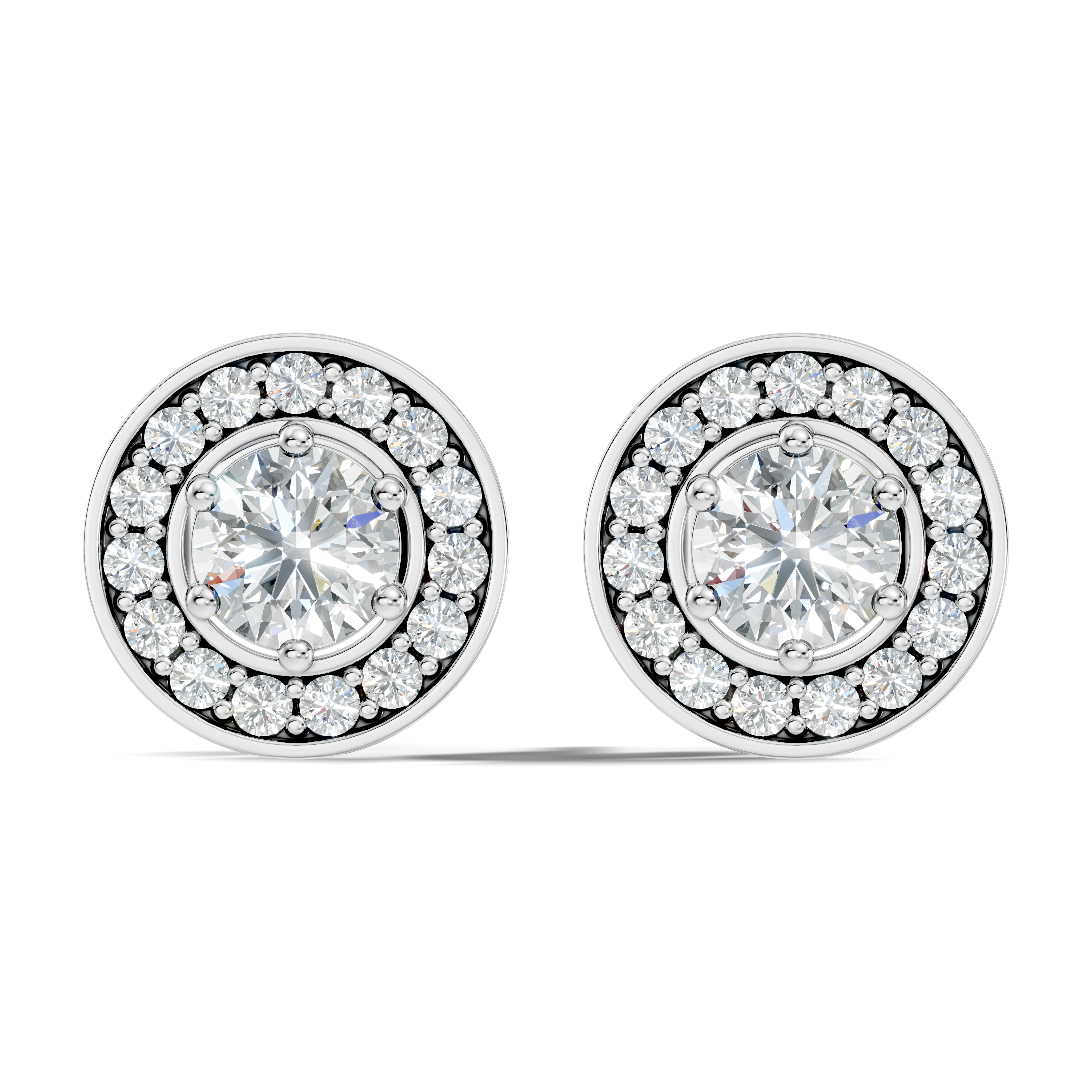 Round Solitaire Halo Stud