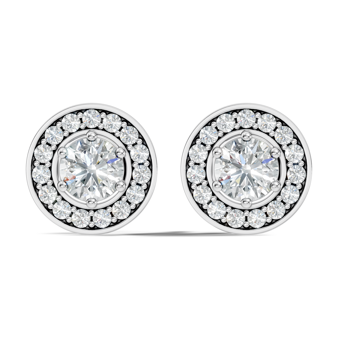 Round Solitaire Halo Stud