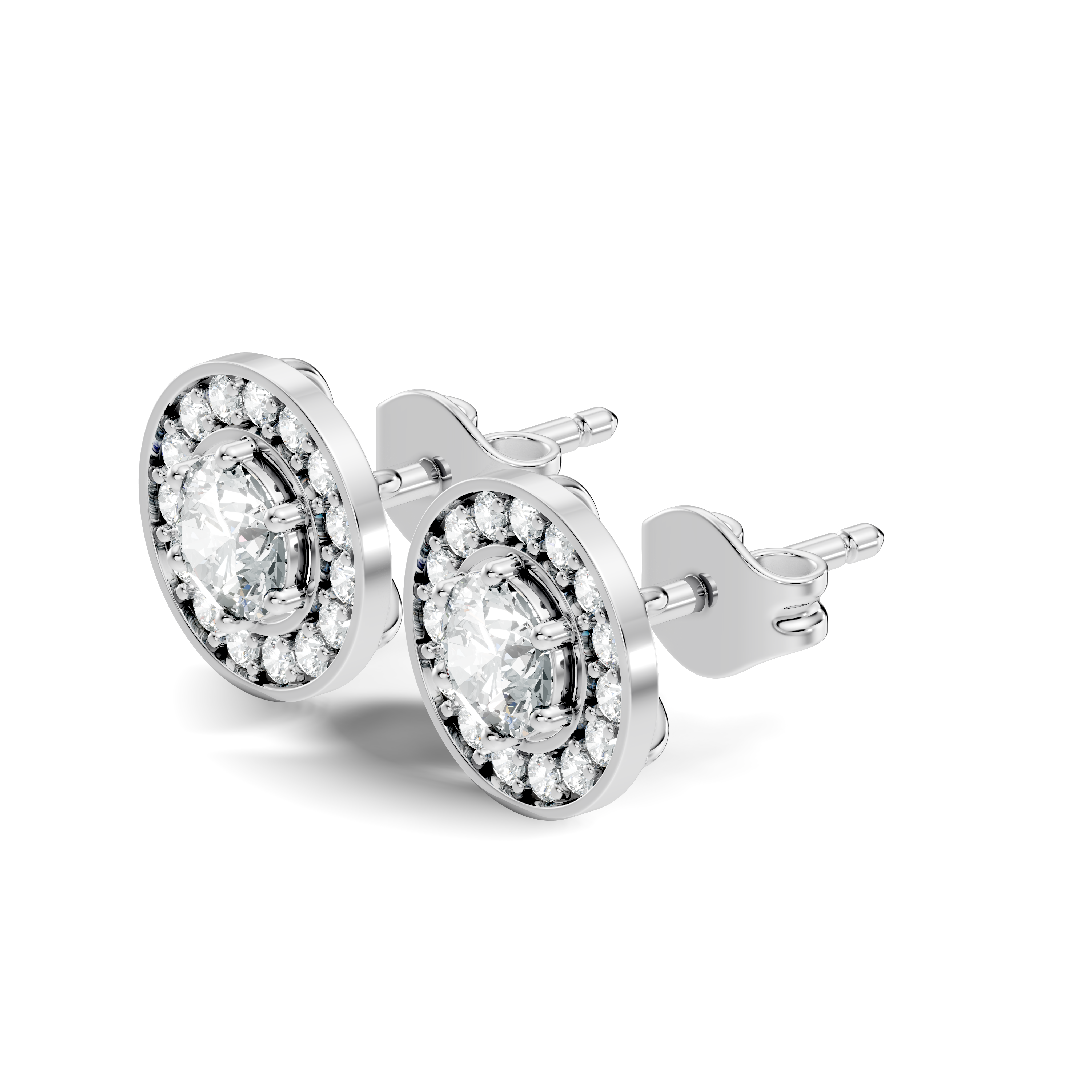Round Solitaire Halo Stud