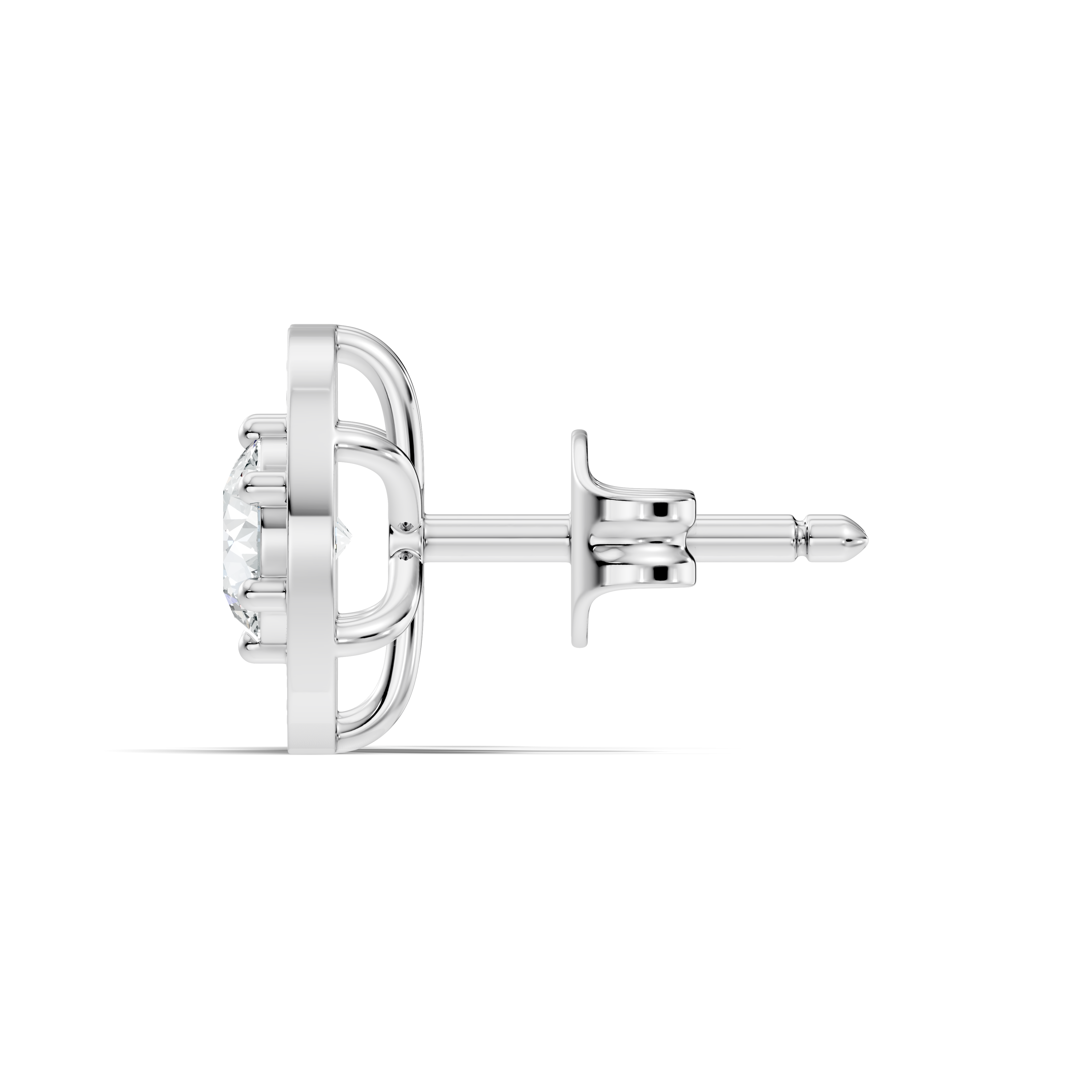 Round Solitaire Halo Stud