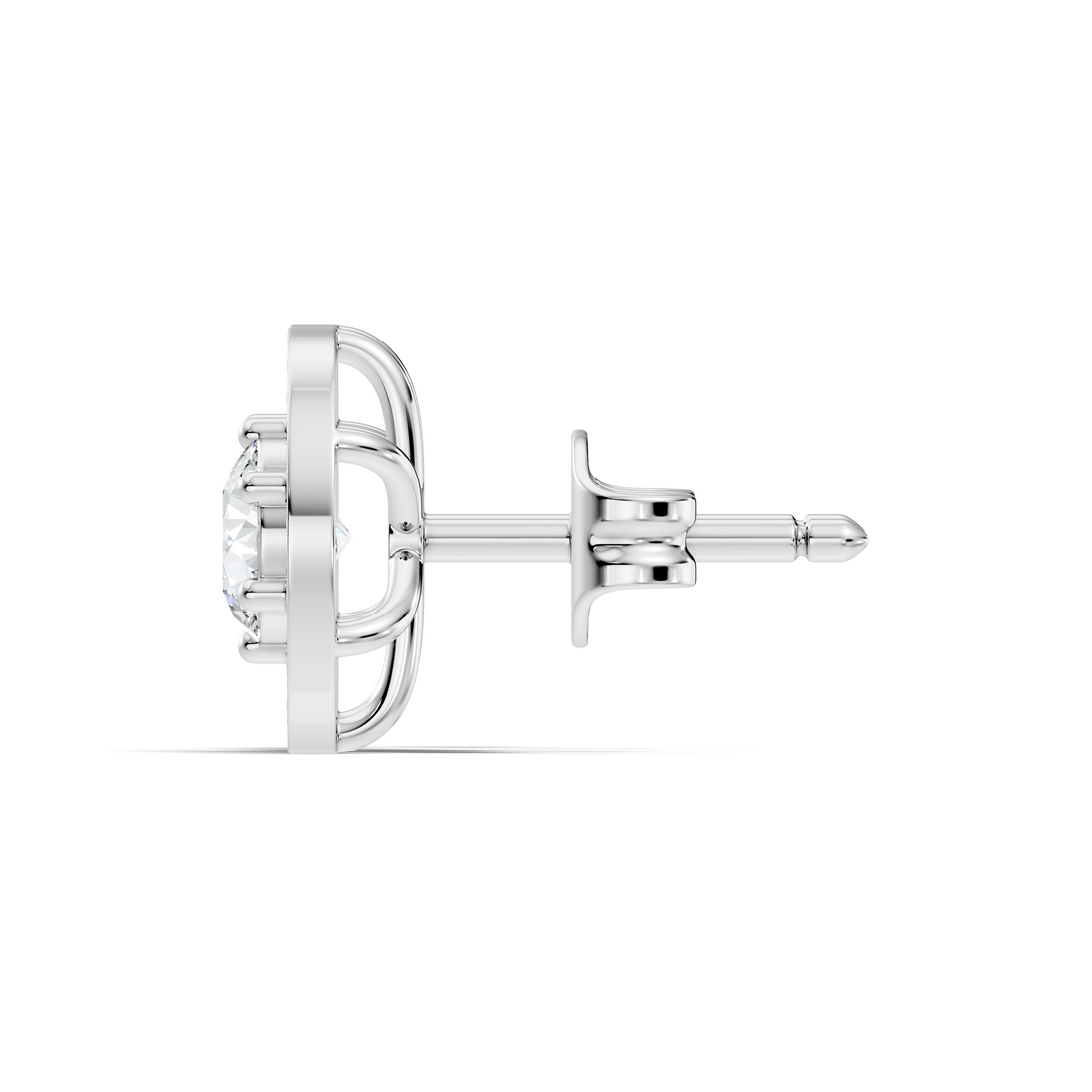 Round Solitaire Halo Stud
