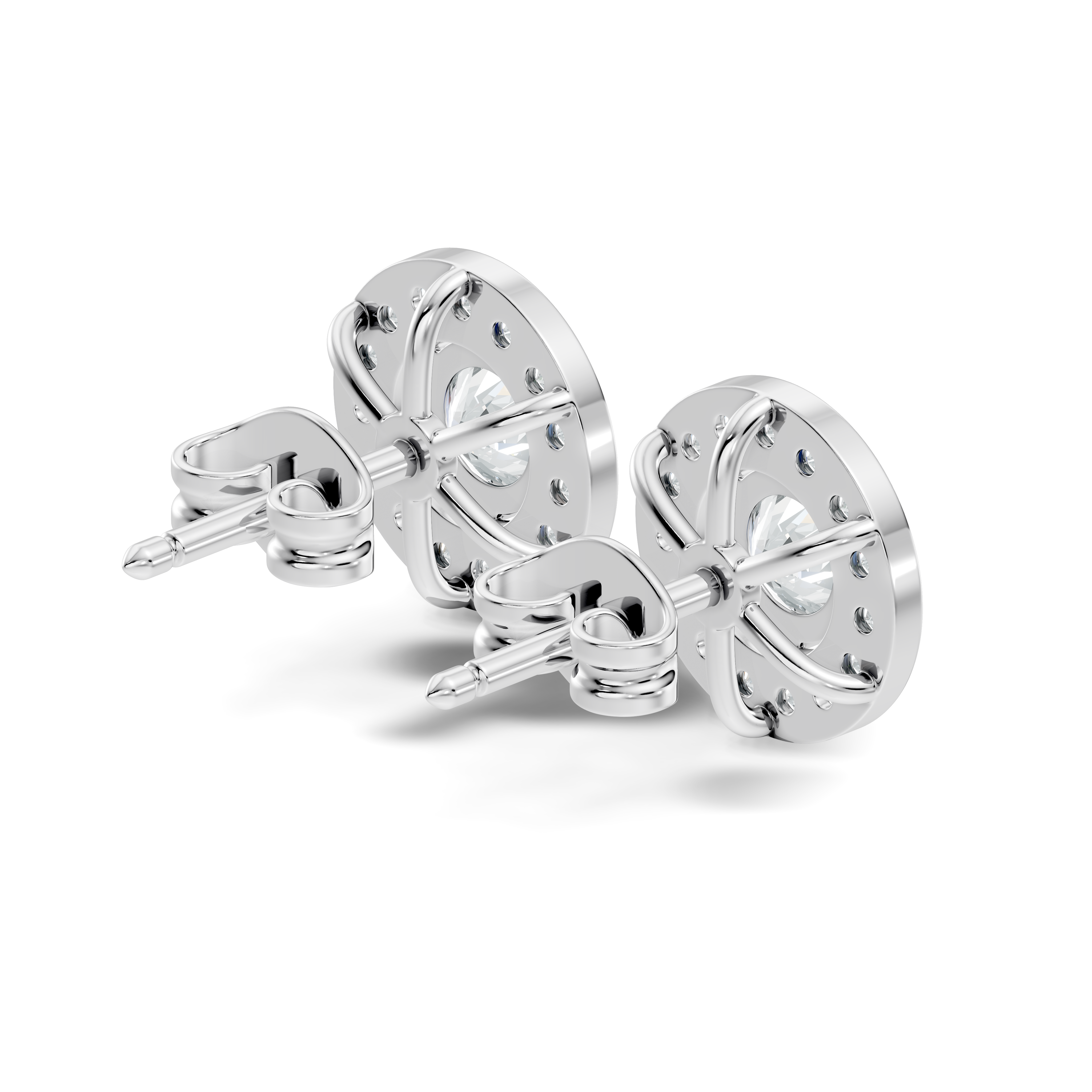Round Solitaire Halo Stud