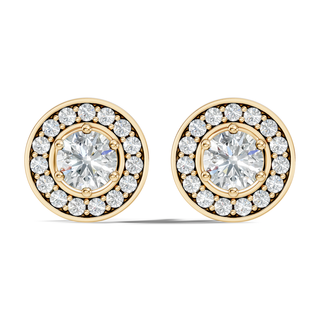 Round Solitaire Halo Stud