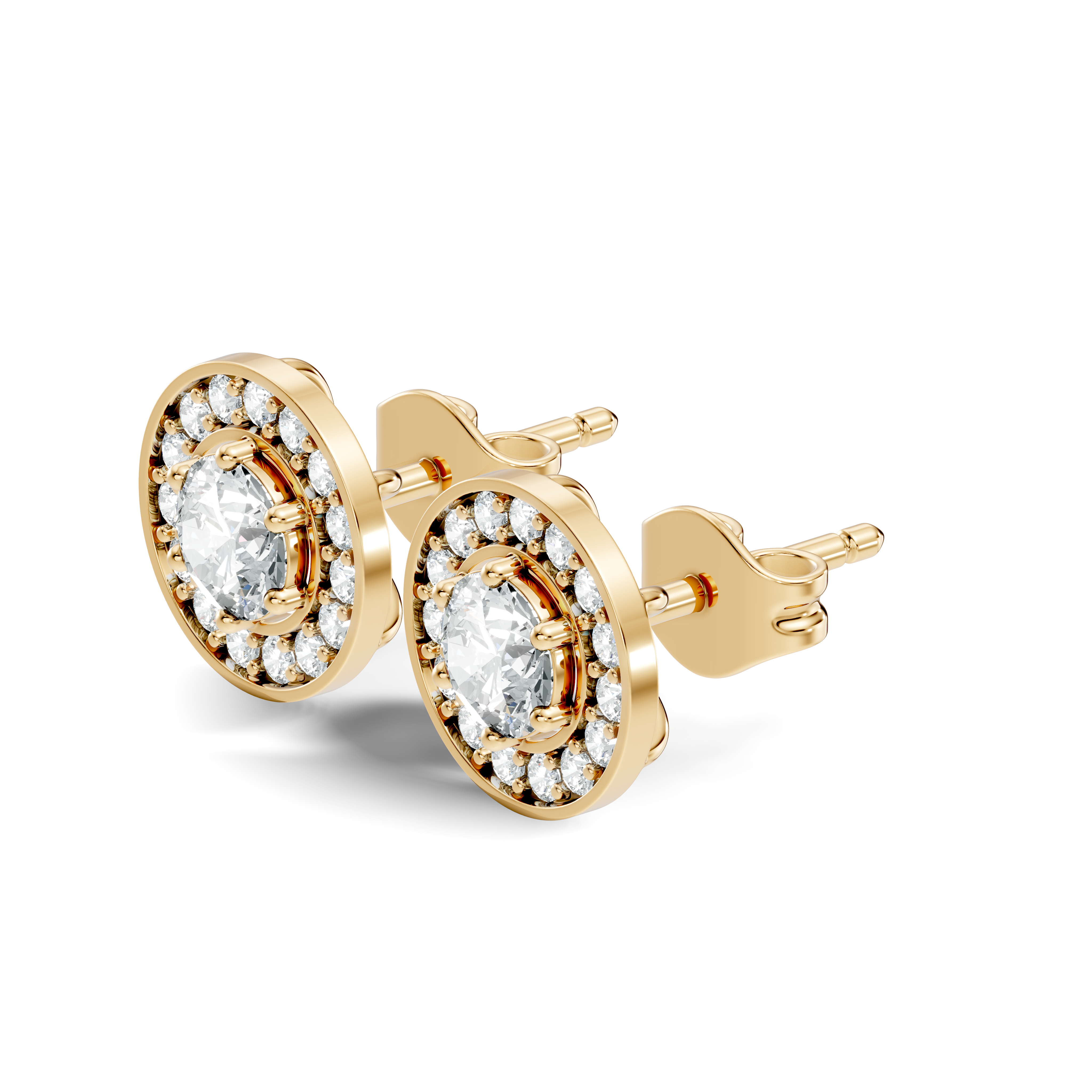 Round Solitaire Halo Stud