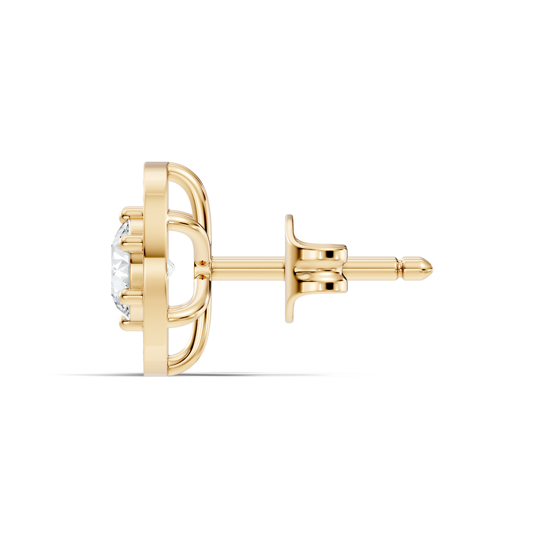 Round Solitaire Halo Stud