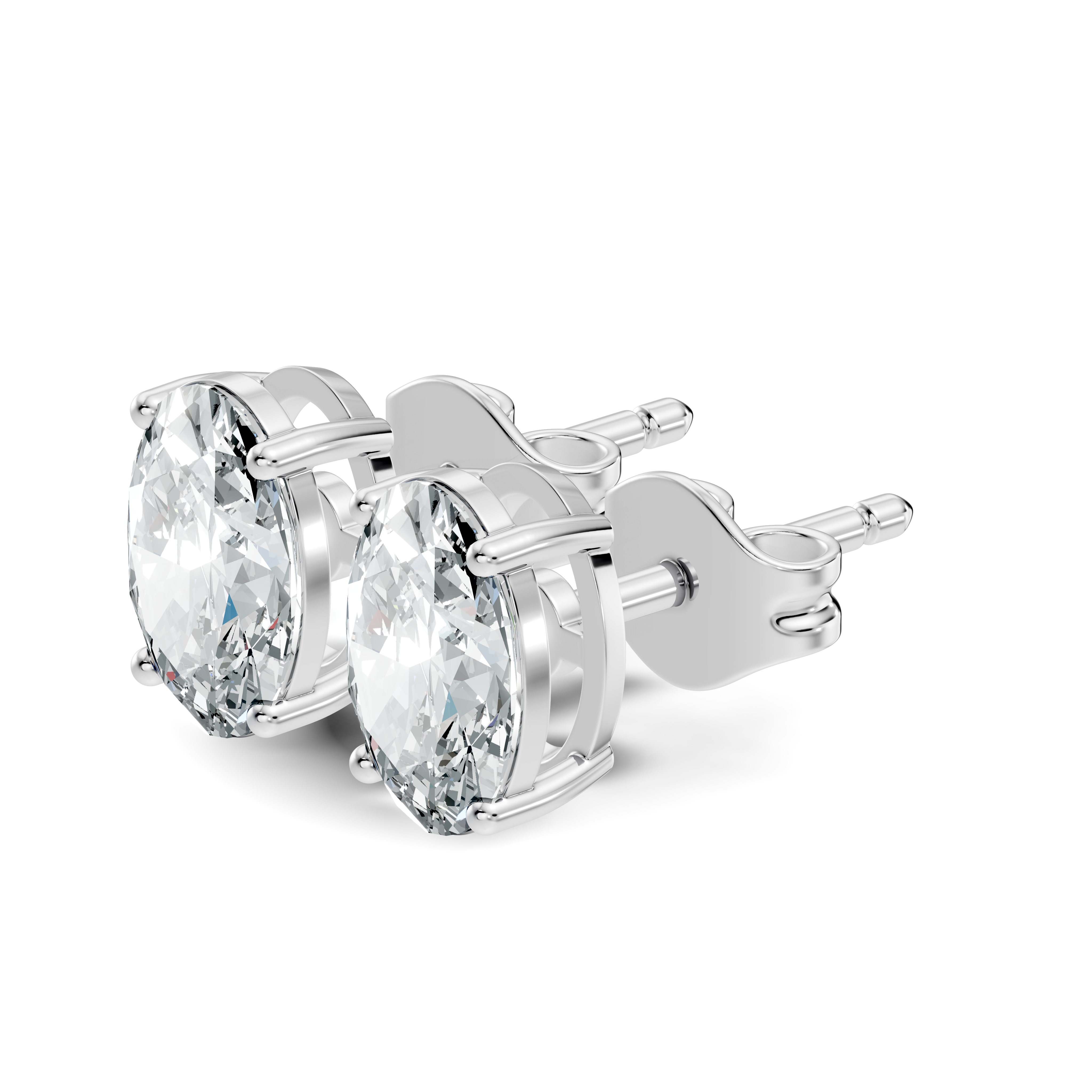 Oval Diamond Solitaire Stud (1.80 TCW)