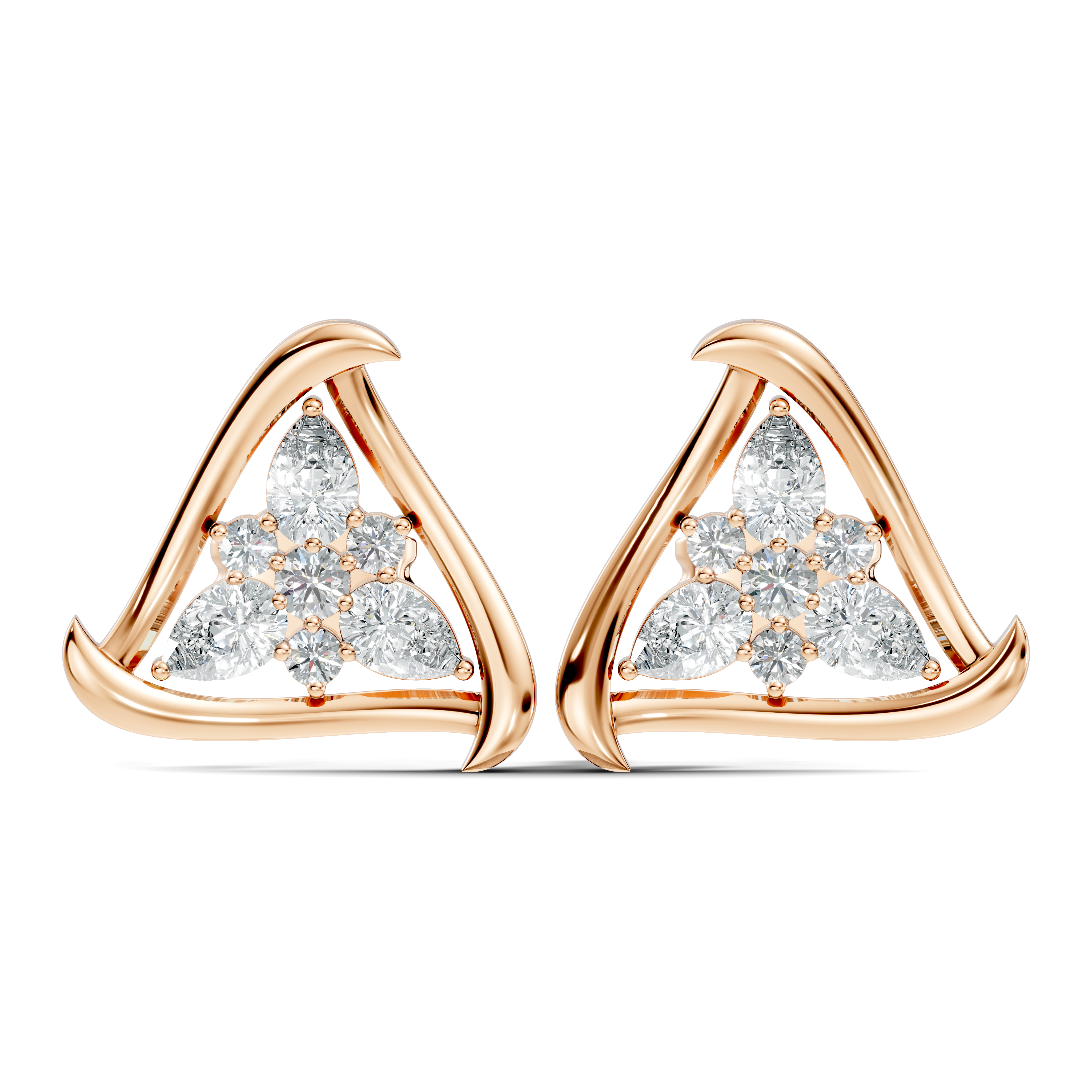 Triangular Floral Cluster Diamond Earrings
