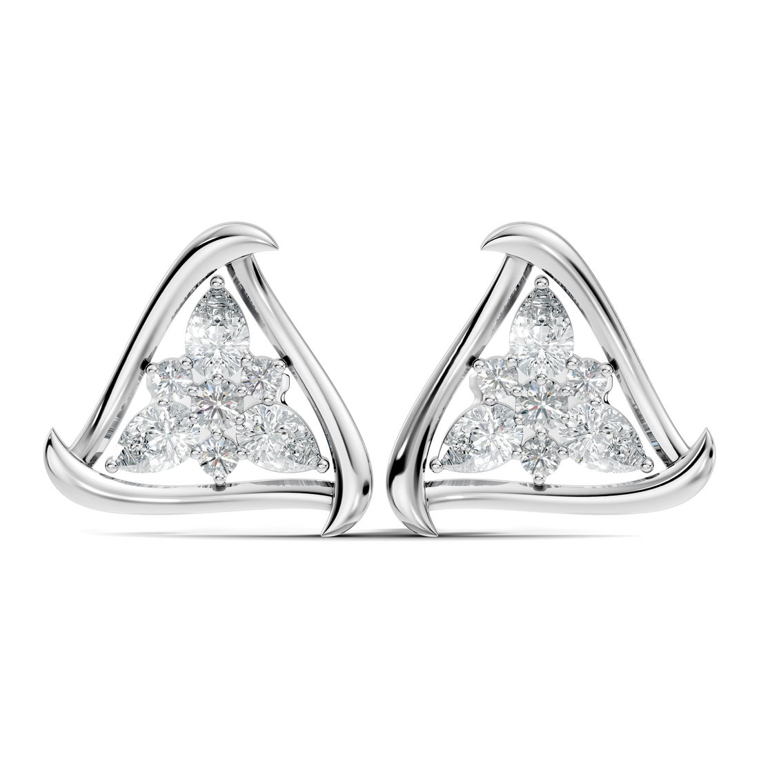 Triangular Floral Cluster Diamond Earrings