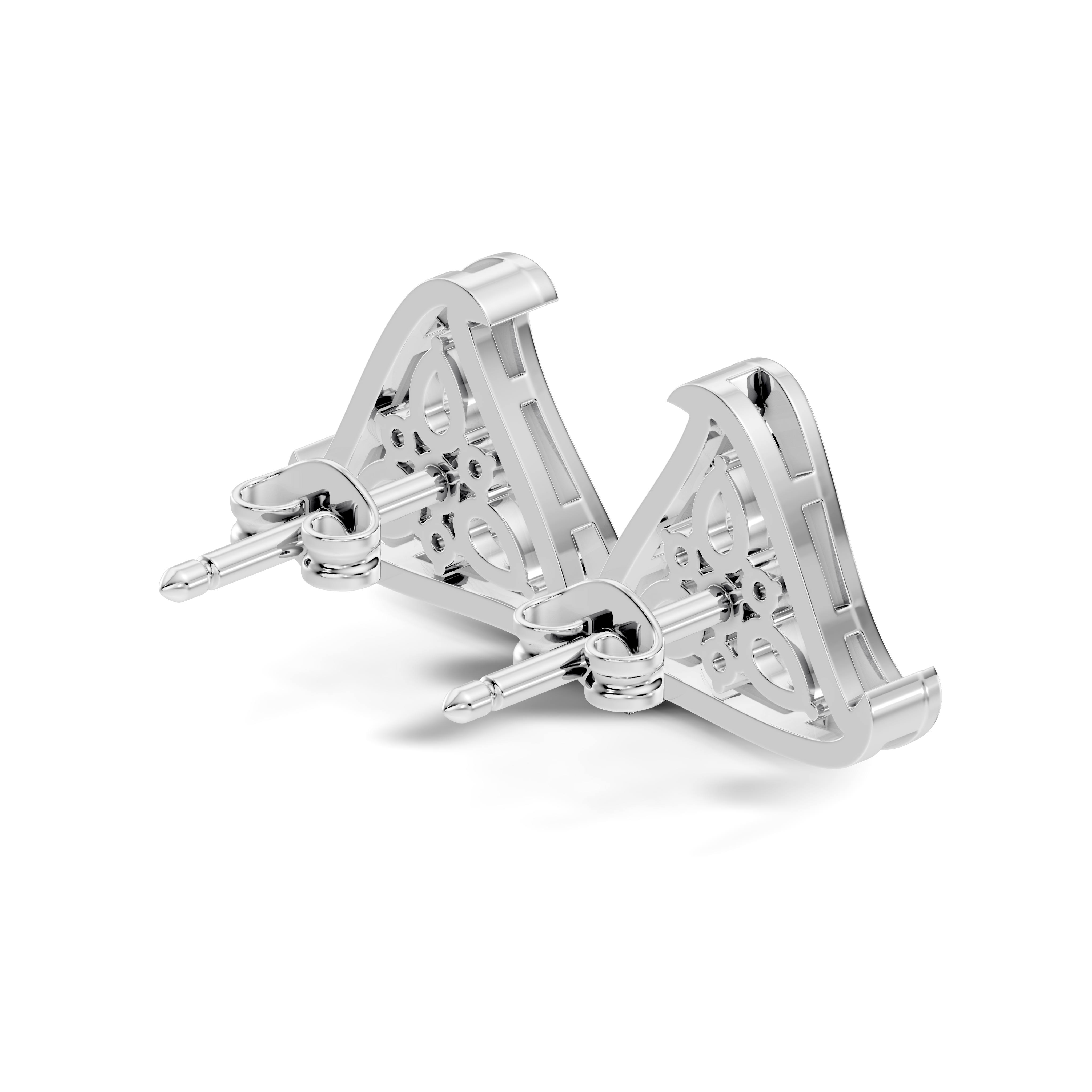 Triangular Floral Cluster Diamond Earrings