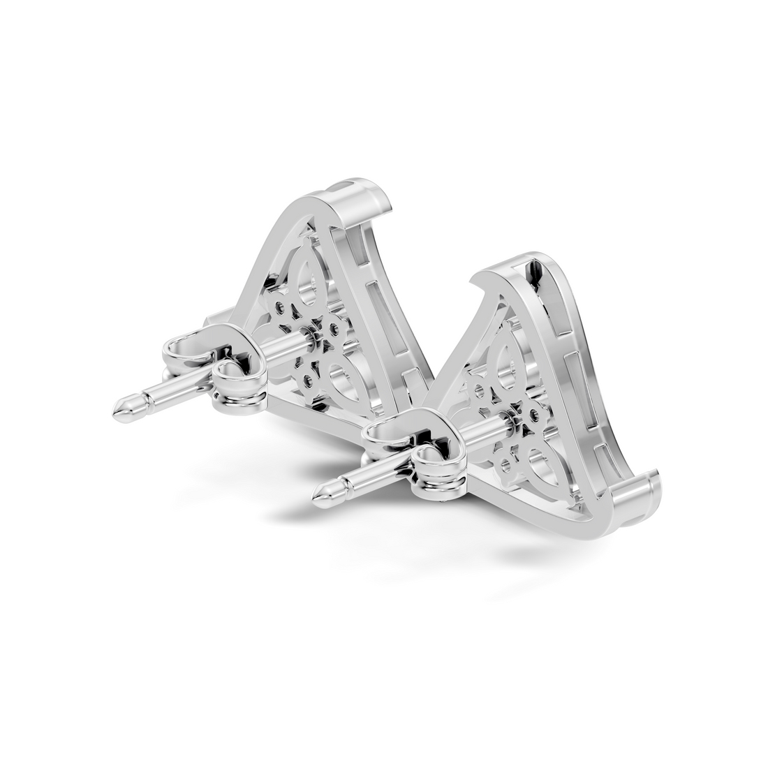 Triangular Floral Cluster Diamond Earrings