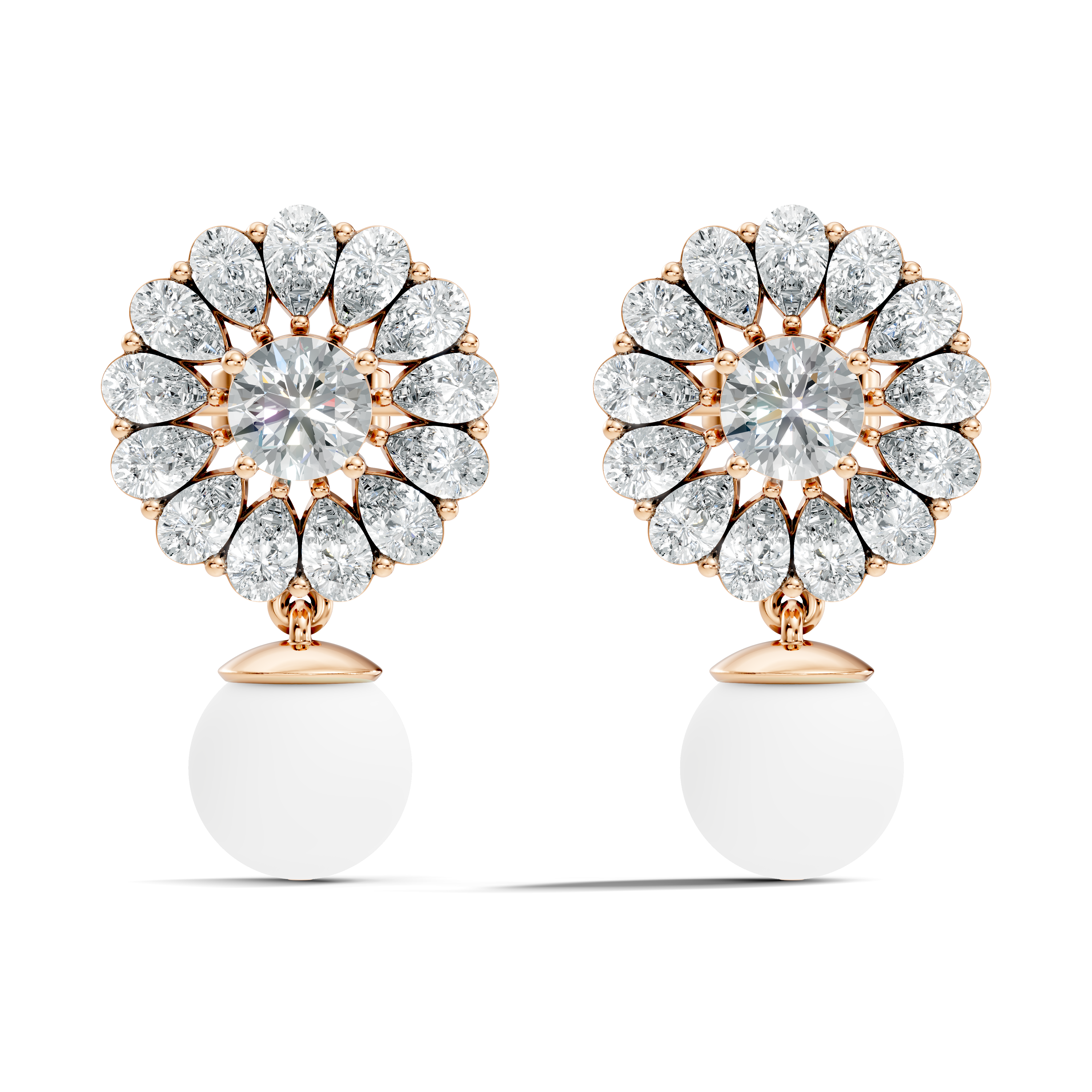 Blooming Sunflower Pearl Drop Earrings