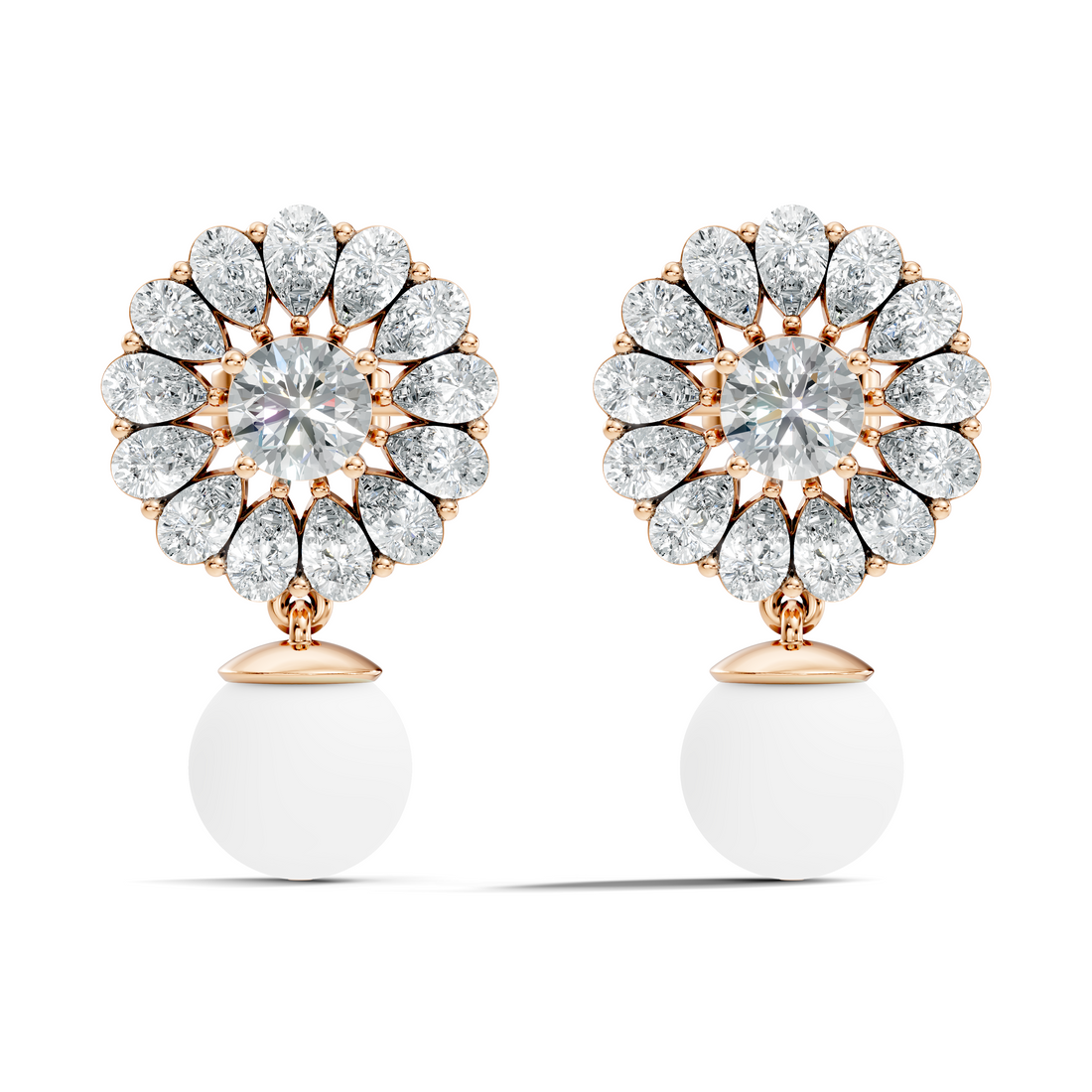 Blooming Sunflower Pearl Drop Earrings