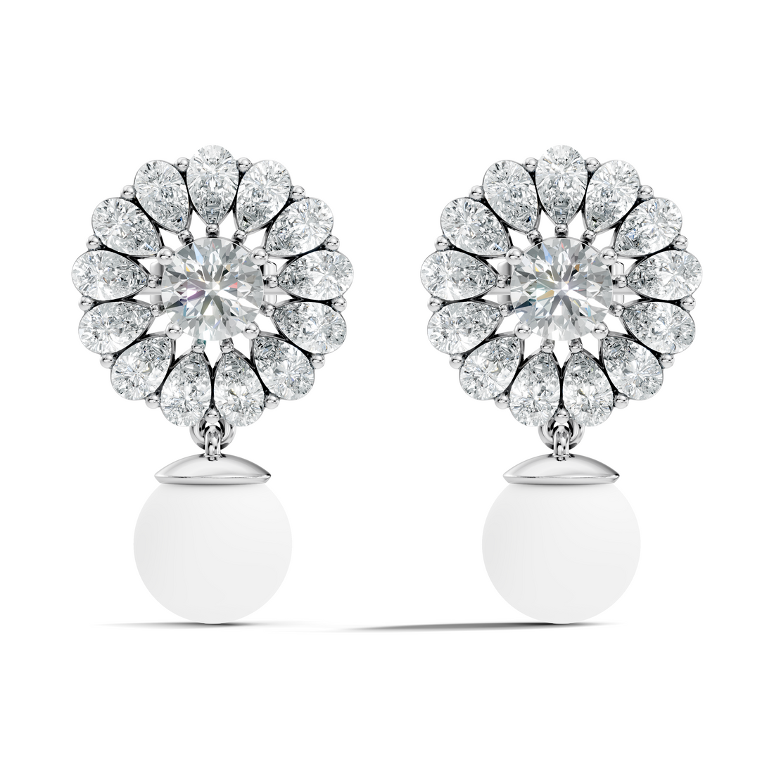 Blooming Sunflower Pearl Drop Earrings