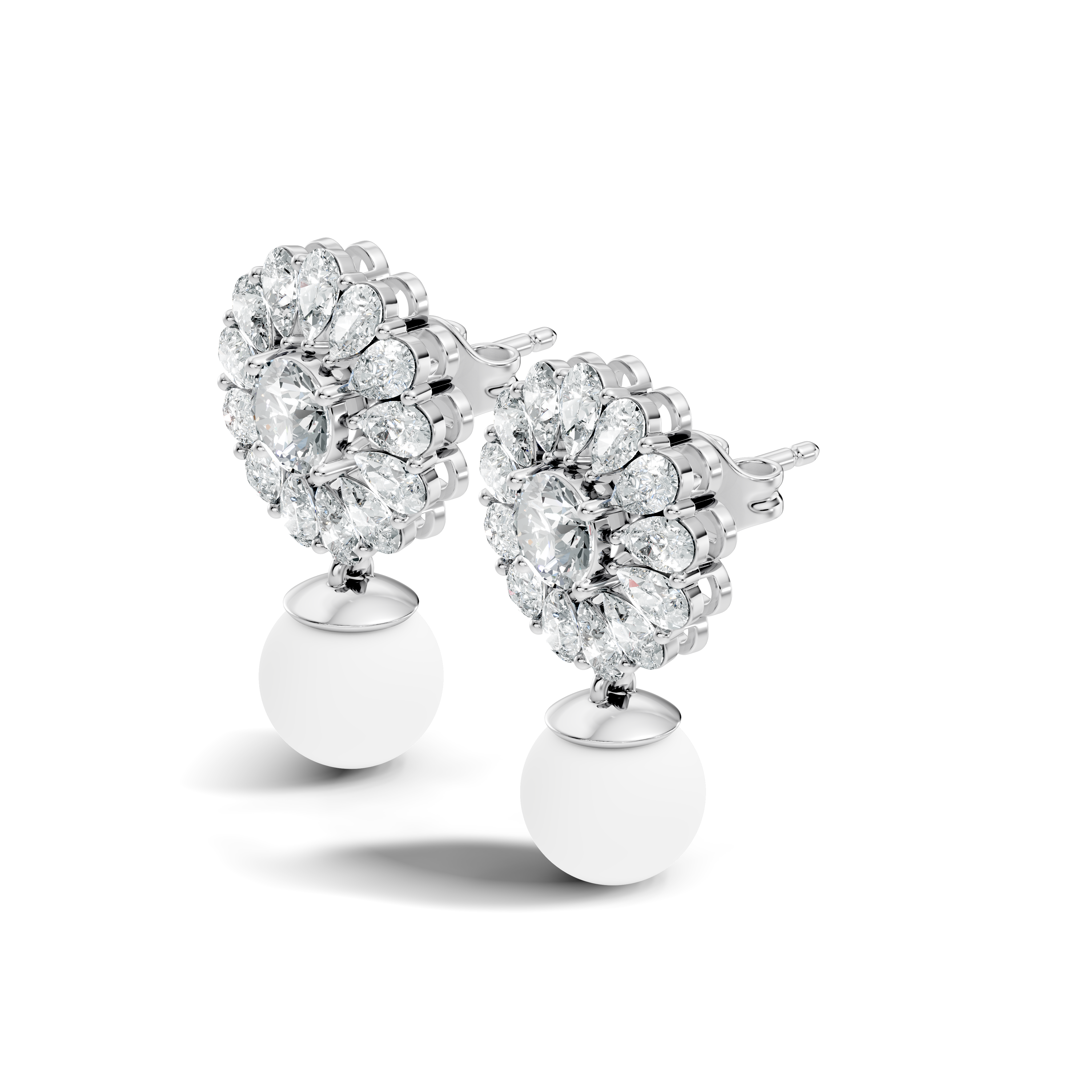 Blooming Sunflower Pearl Drop Earrings