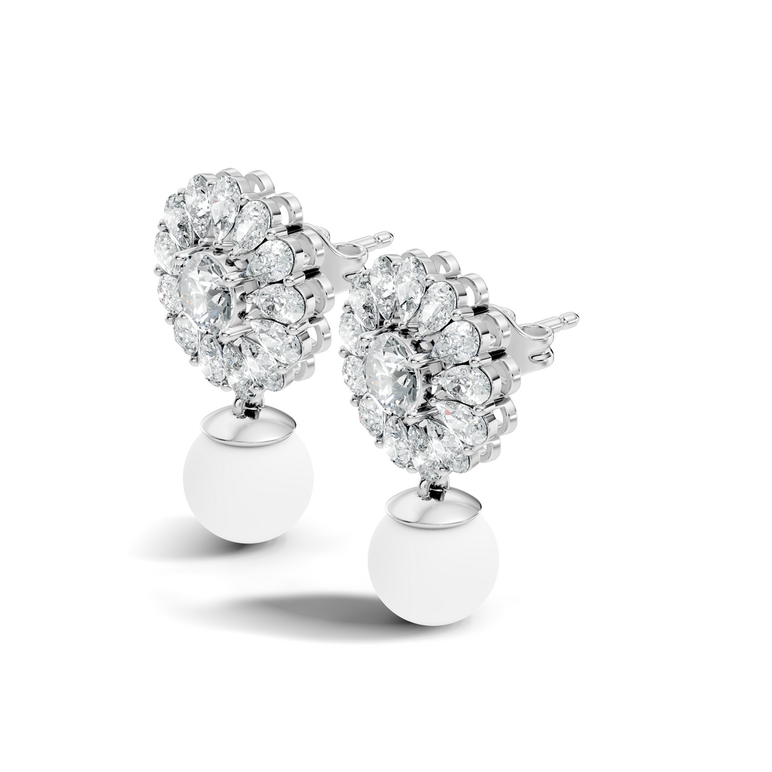 Blooming Sunflower Pearl Drop Earrings