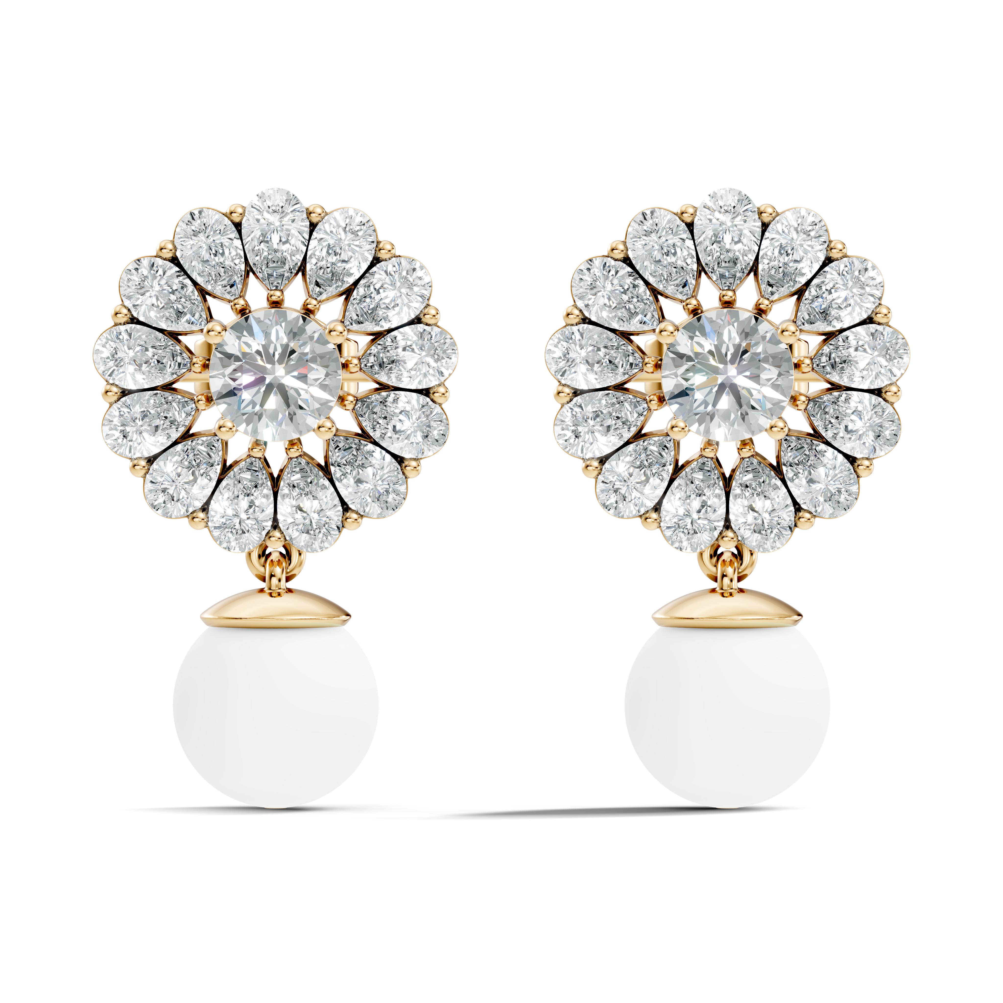 Blooming Sunflower Pearl Drop Earrings