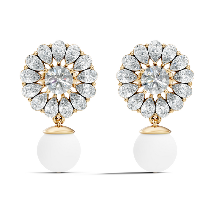 Blooming Sunflower Pearl Drop Earrings