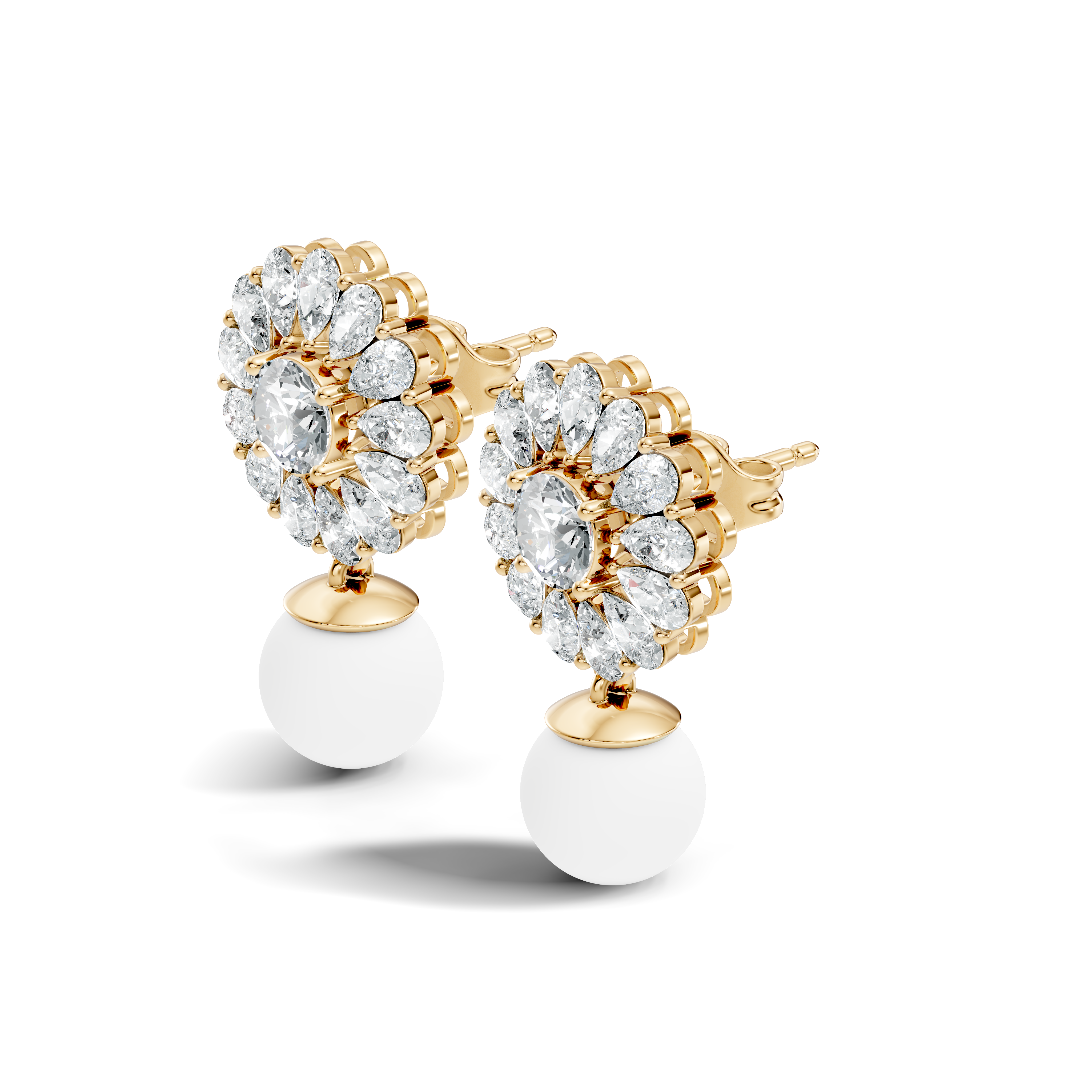Blooming Sunflower Pearl Drop Earrings