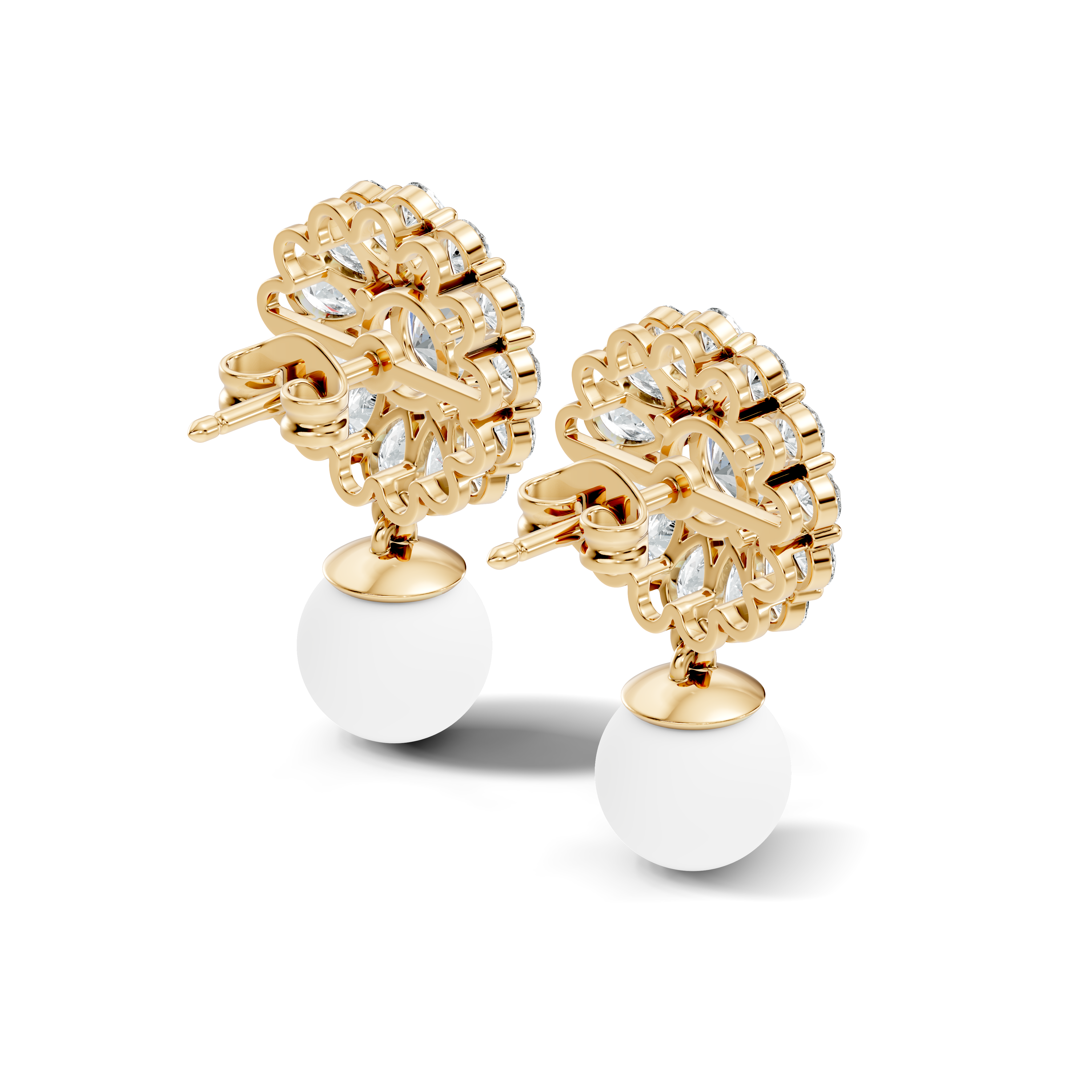 Blooming Sunflower Pearl Drop Earrings