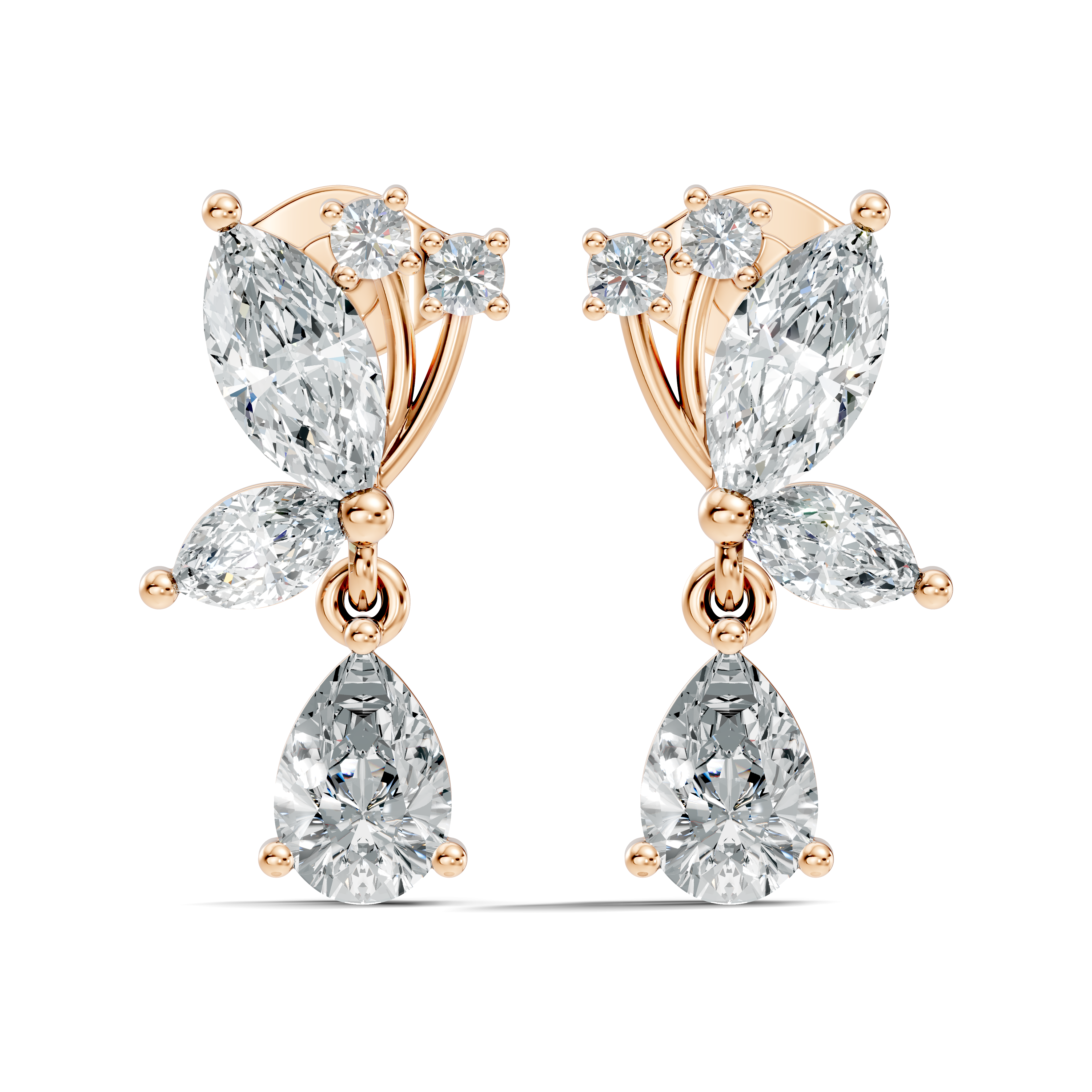 Marquise Floral Branch Pear Drop Earrings