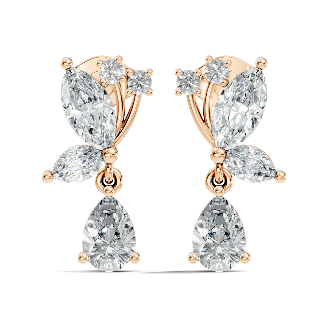 Marquise Floral Branch Pear Drop Earrings