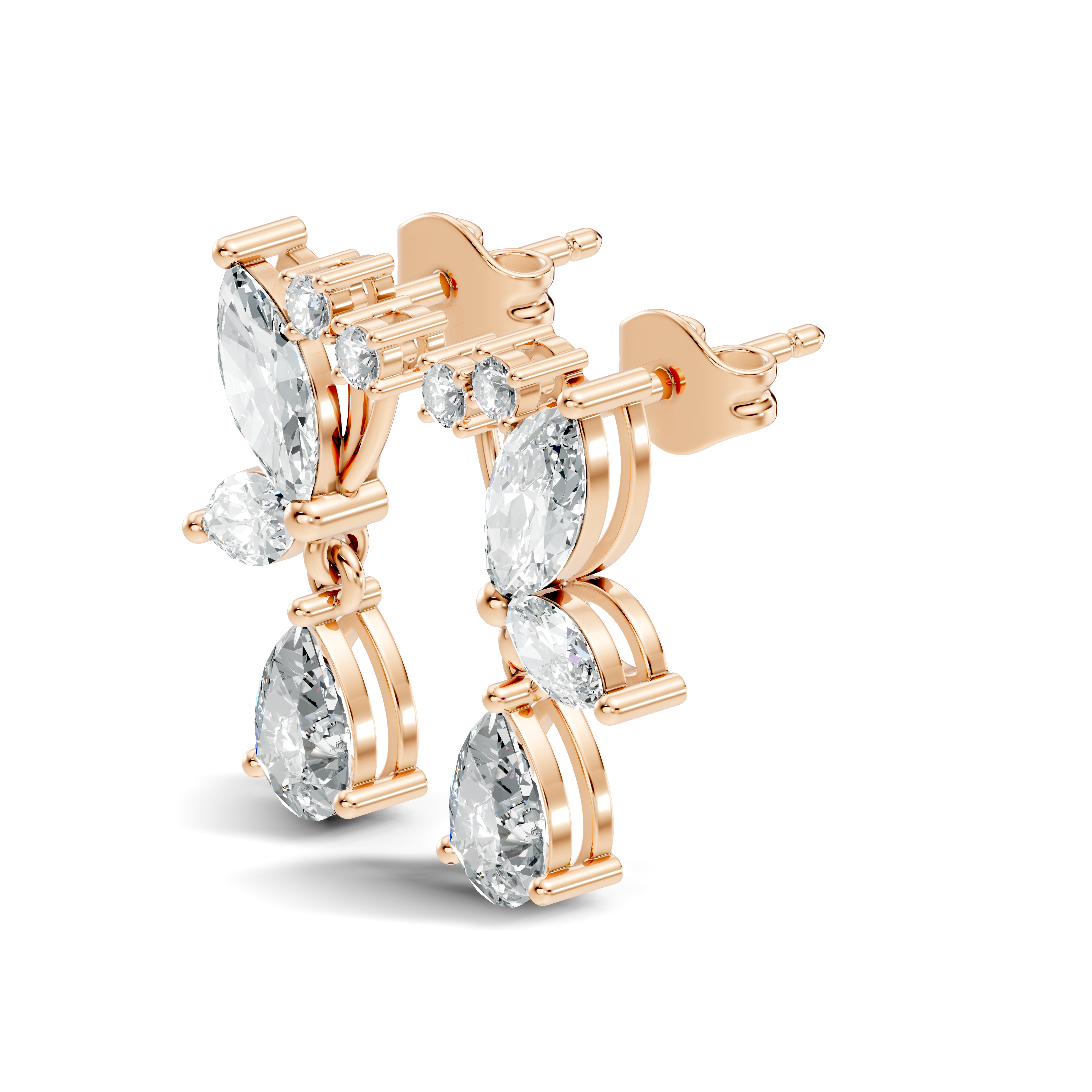 Marquise Floral Branch Pear Drop Earrings