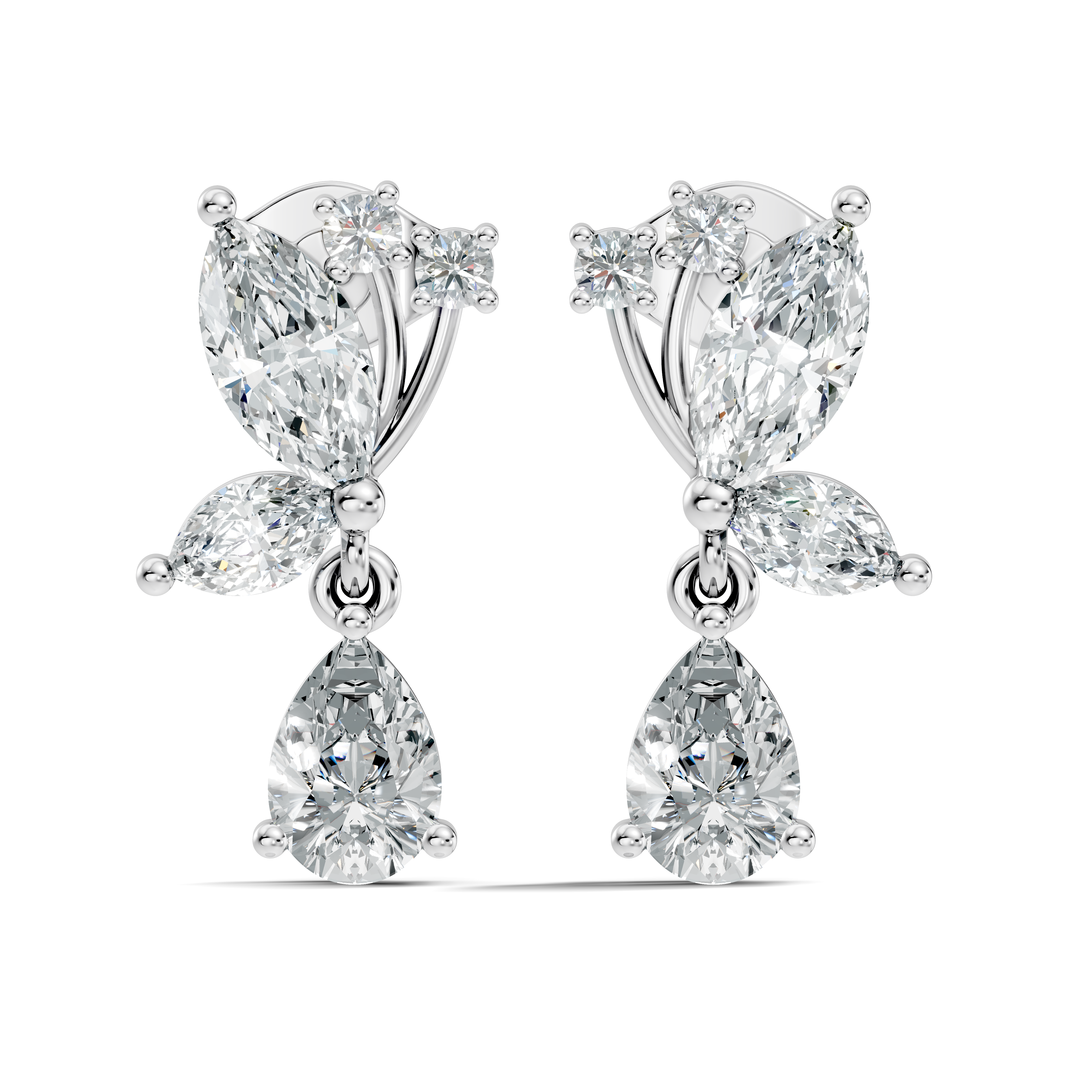 Marquise Floral Branch Pear Drop Earrings