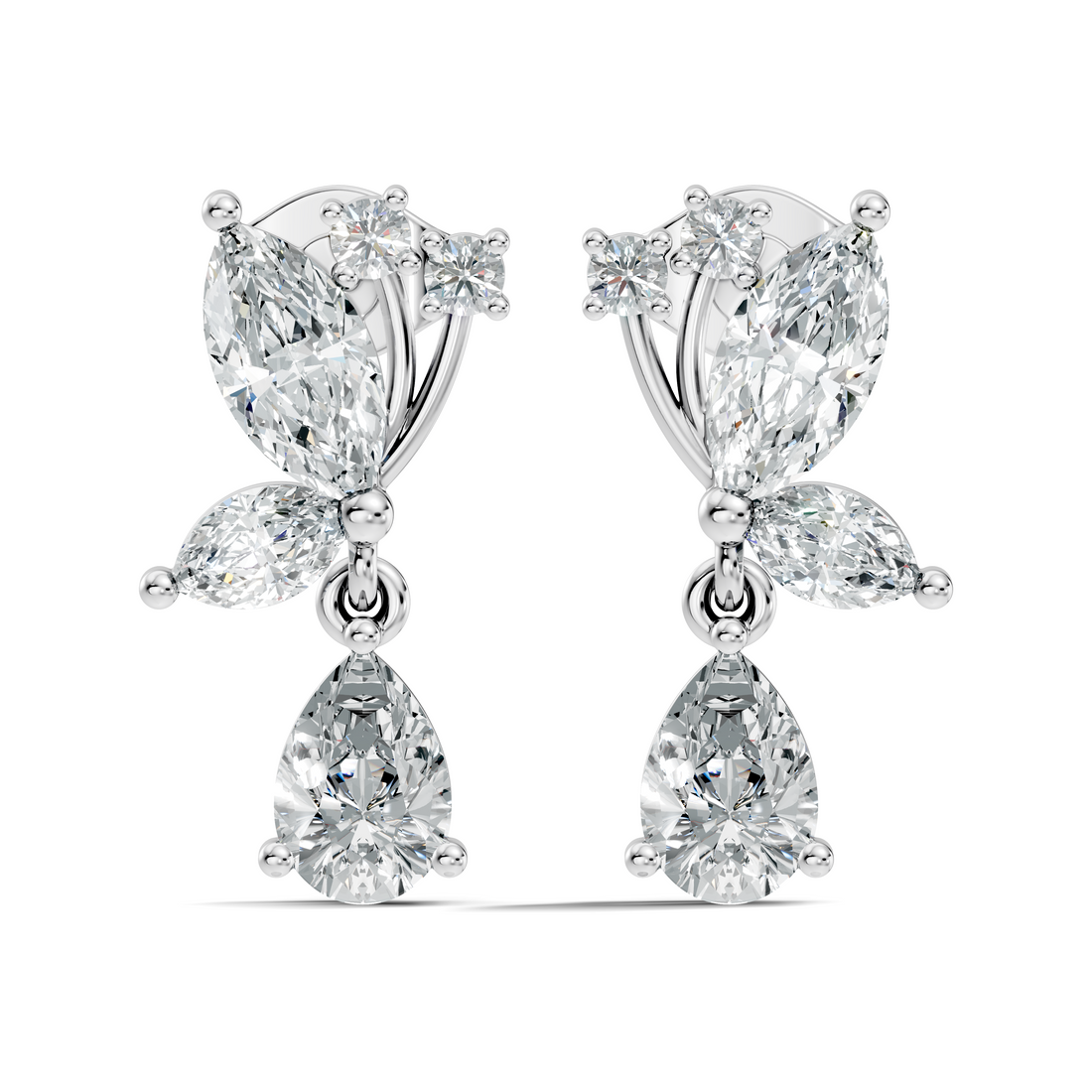 Marquise Floral Branch Pear Drop Earrings