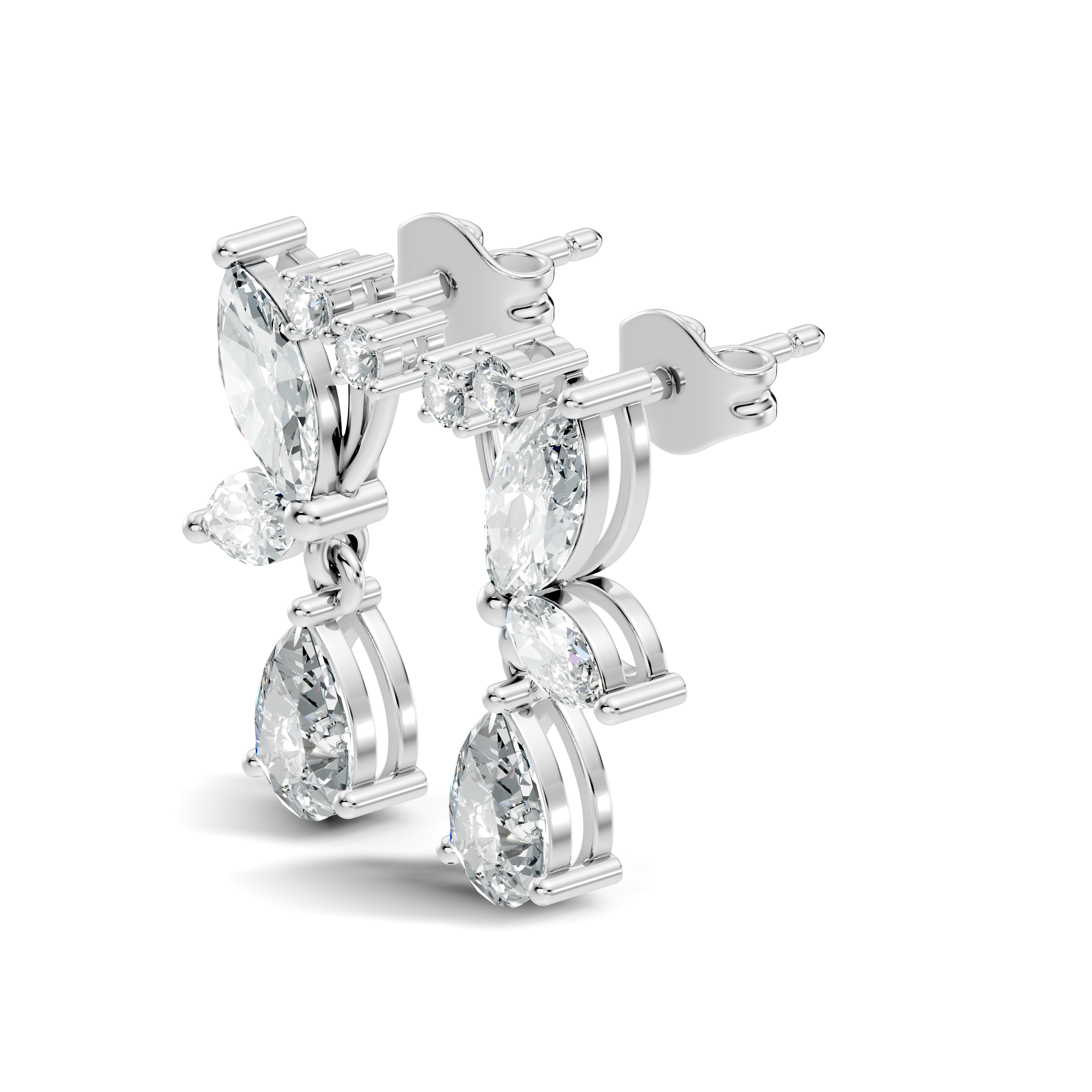 Marquise Floral Branch Pear Drop Earrings