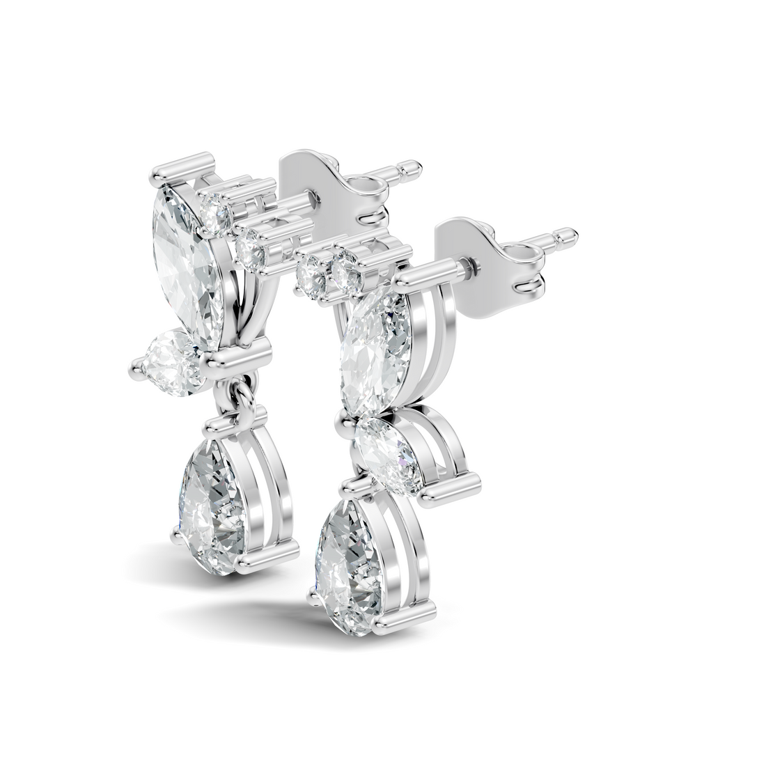 Marquise Floral Branch Pear Drop Earrings