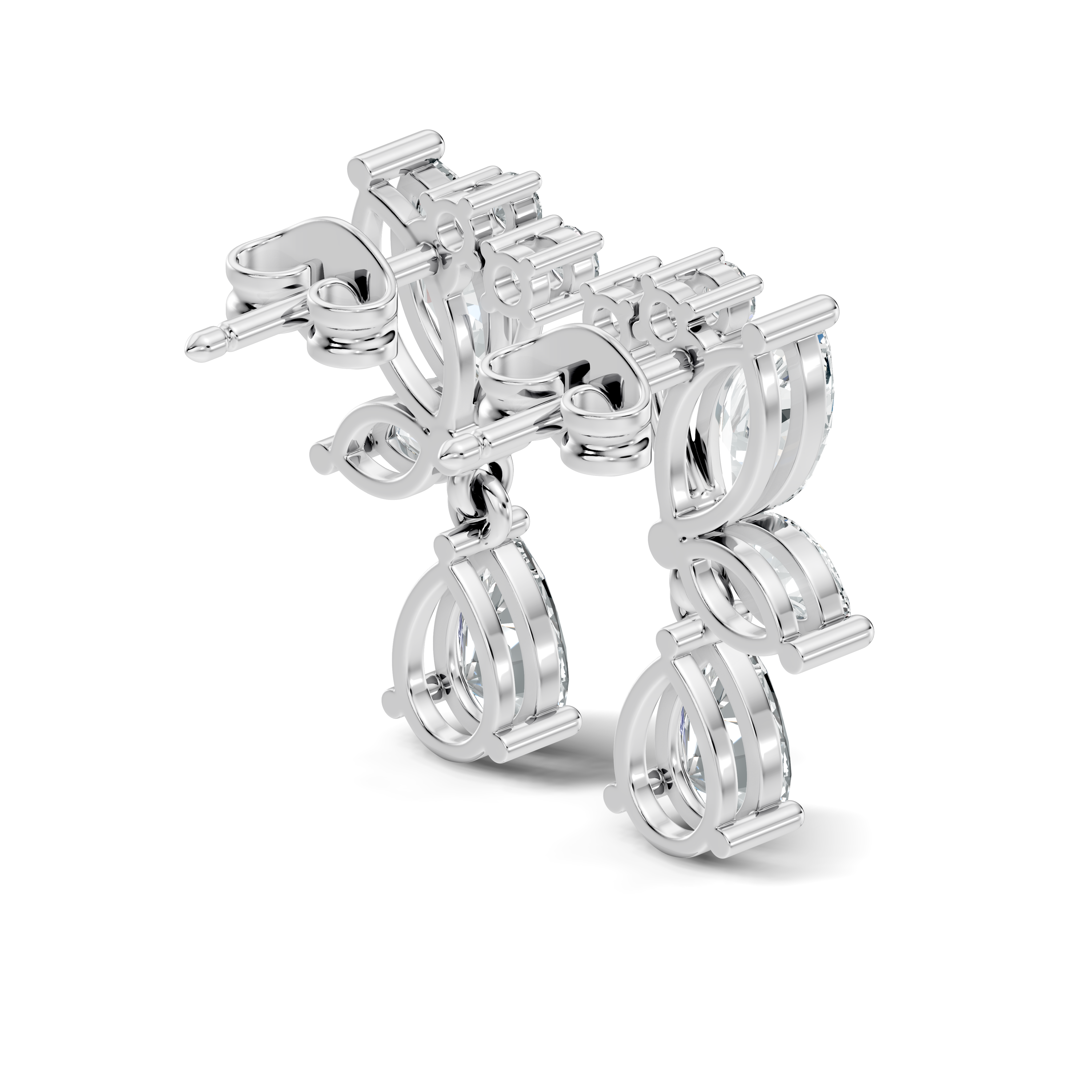 Marquise Floral Branch Pear Drop Earrings