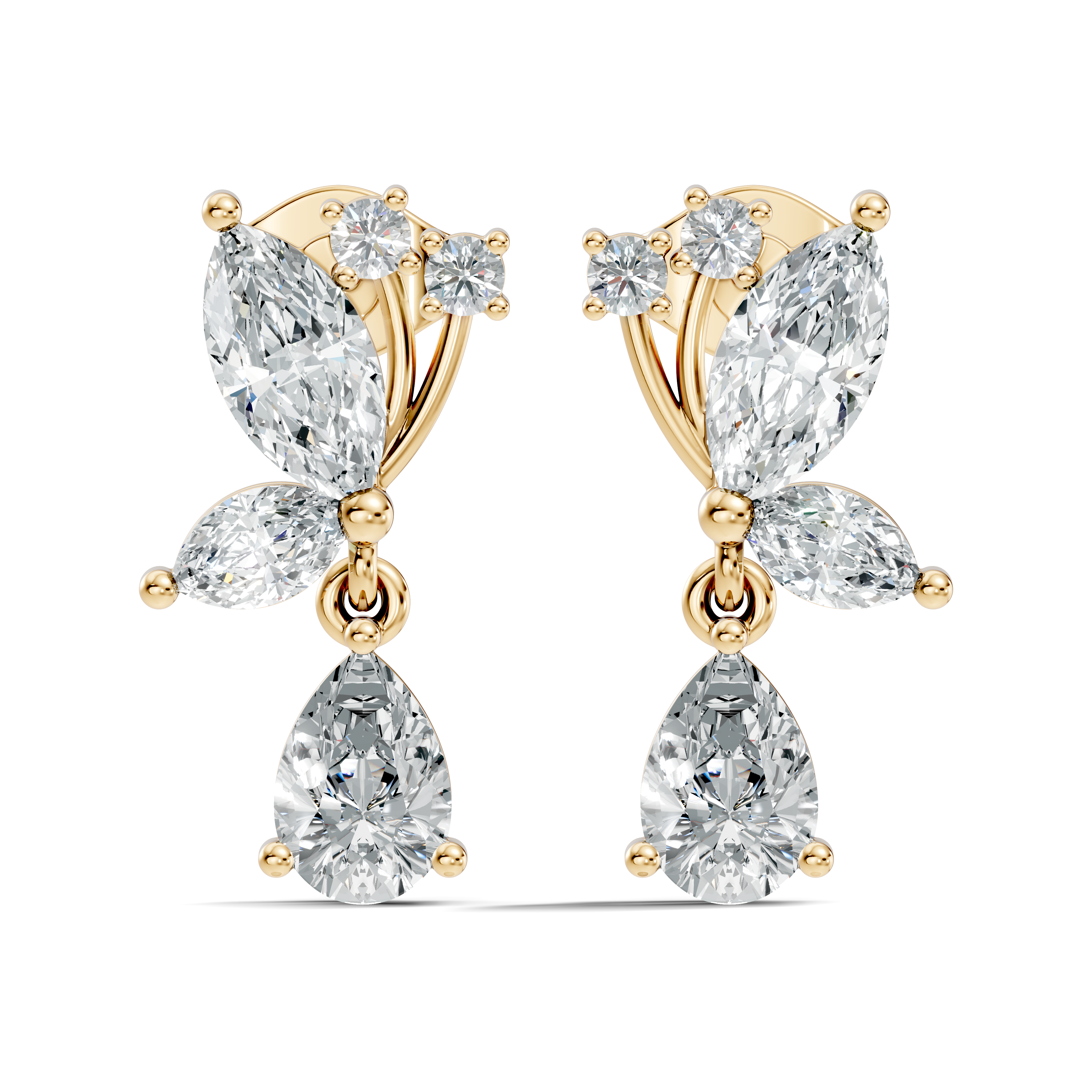 Marquise Floral Branch Pear Drop Earrings