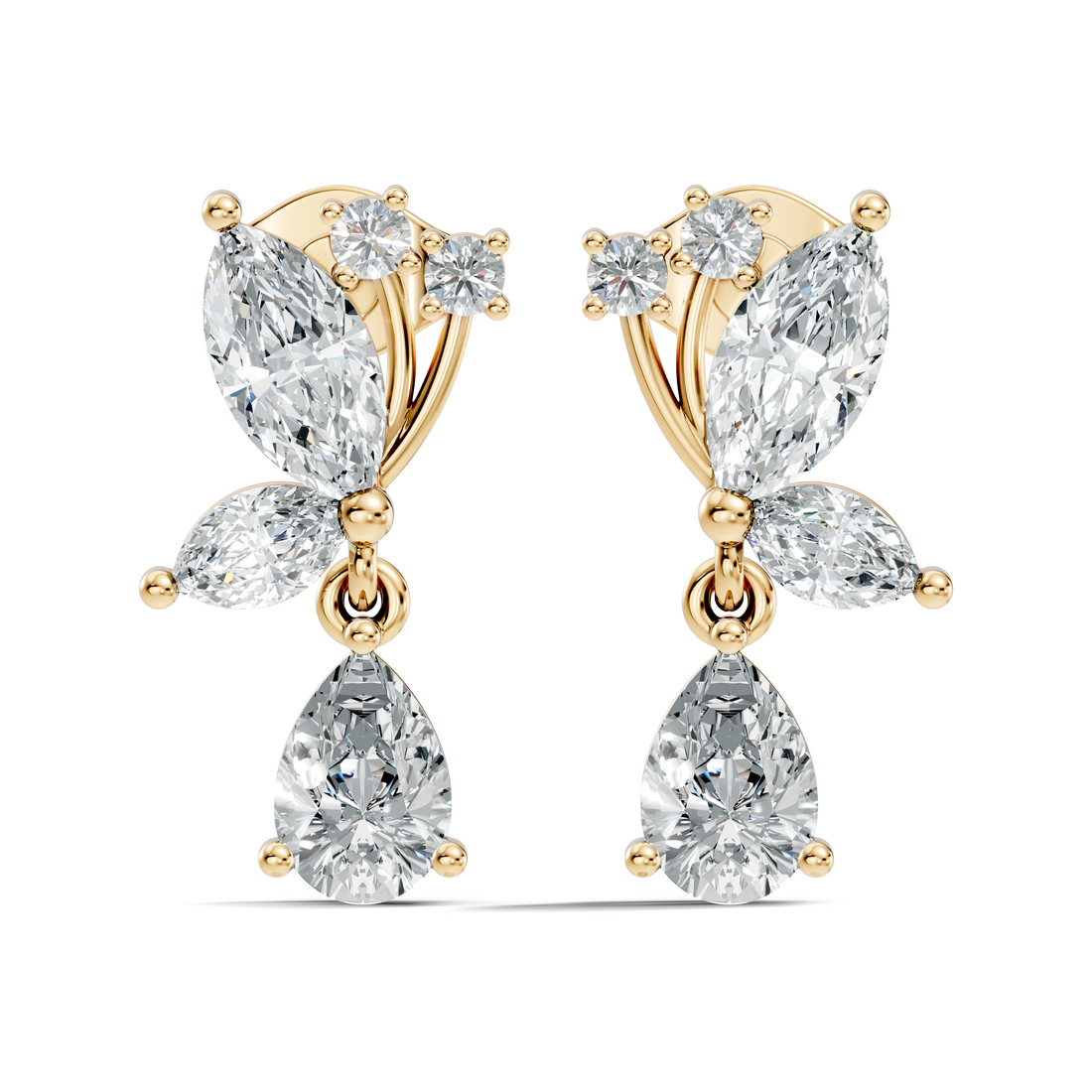 Marquise Floral Branch Pear Drop Earrings