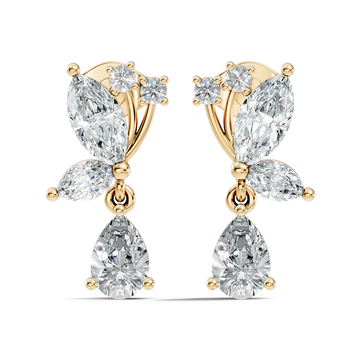 Marquise Floral Branch Pear Drop Earrings