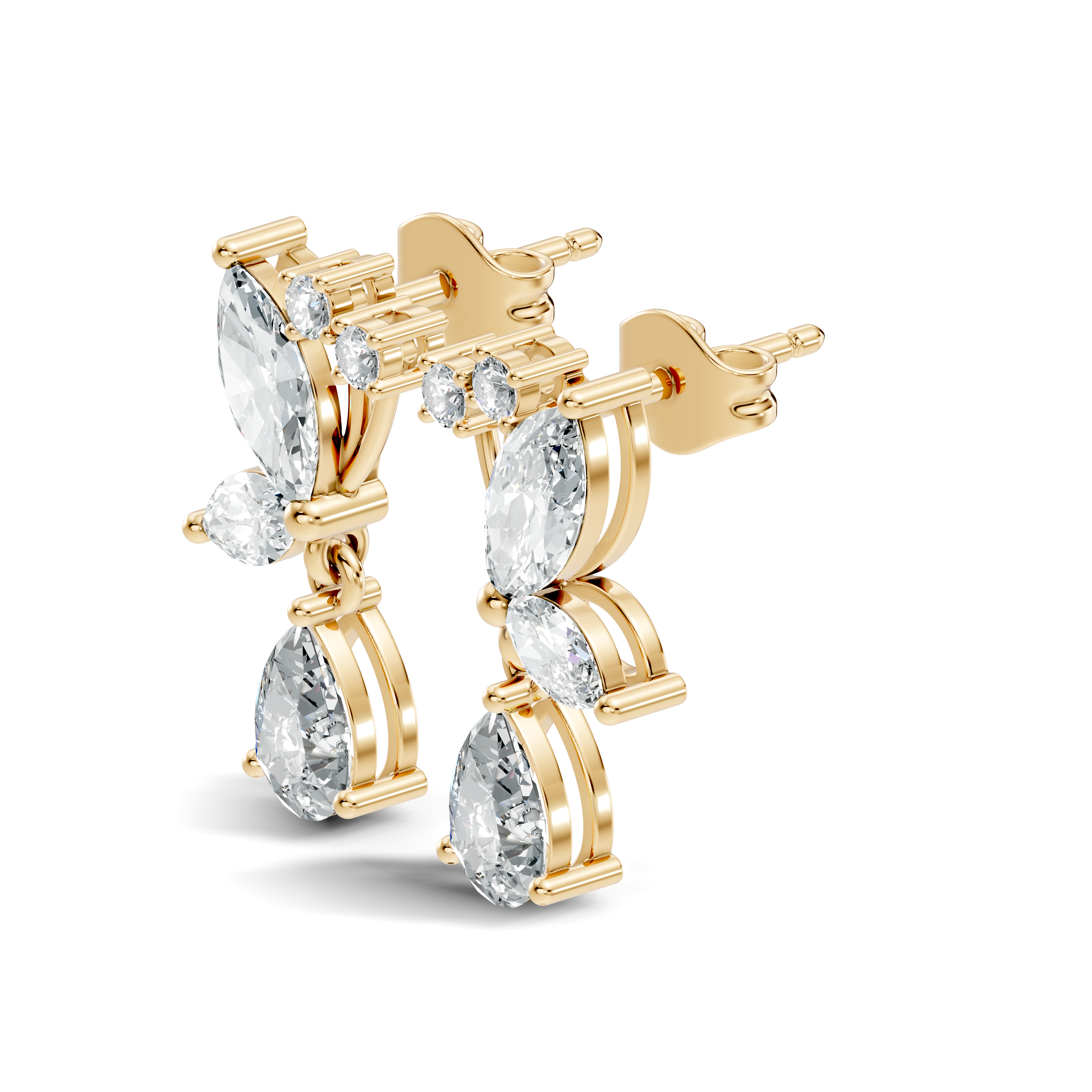 Marquise Floral Branch Pear Drop Earrings