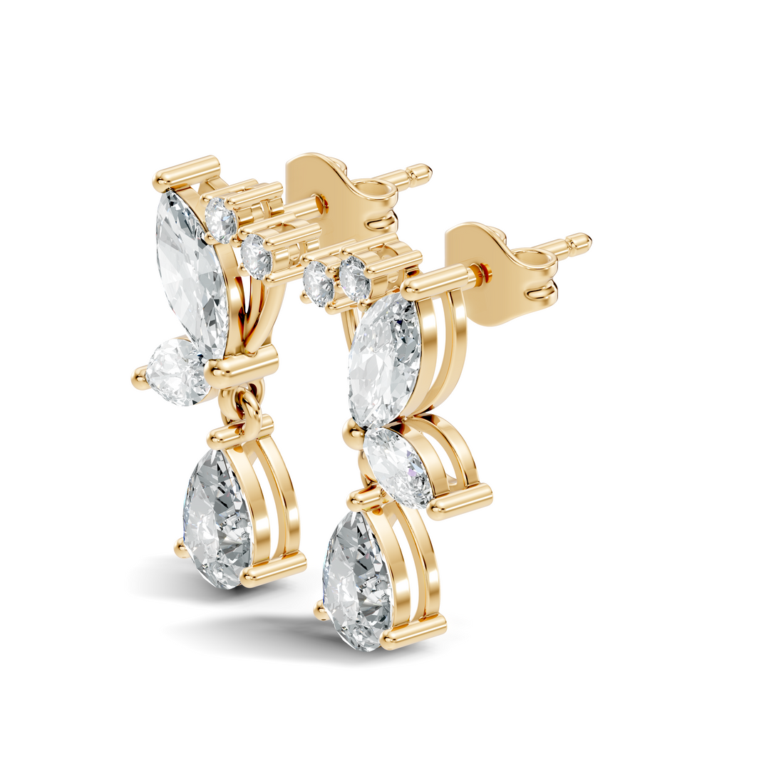 Marquise Floral Branch Pear Drop Earrings