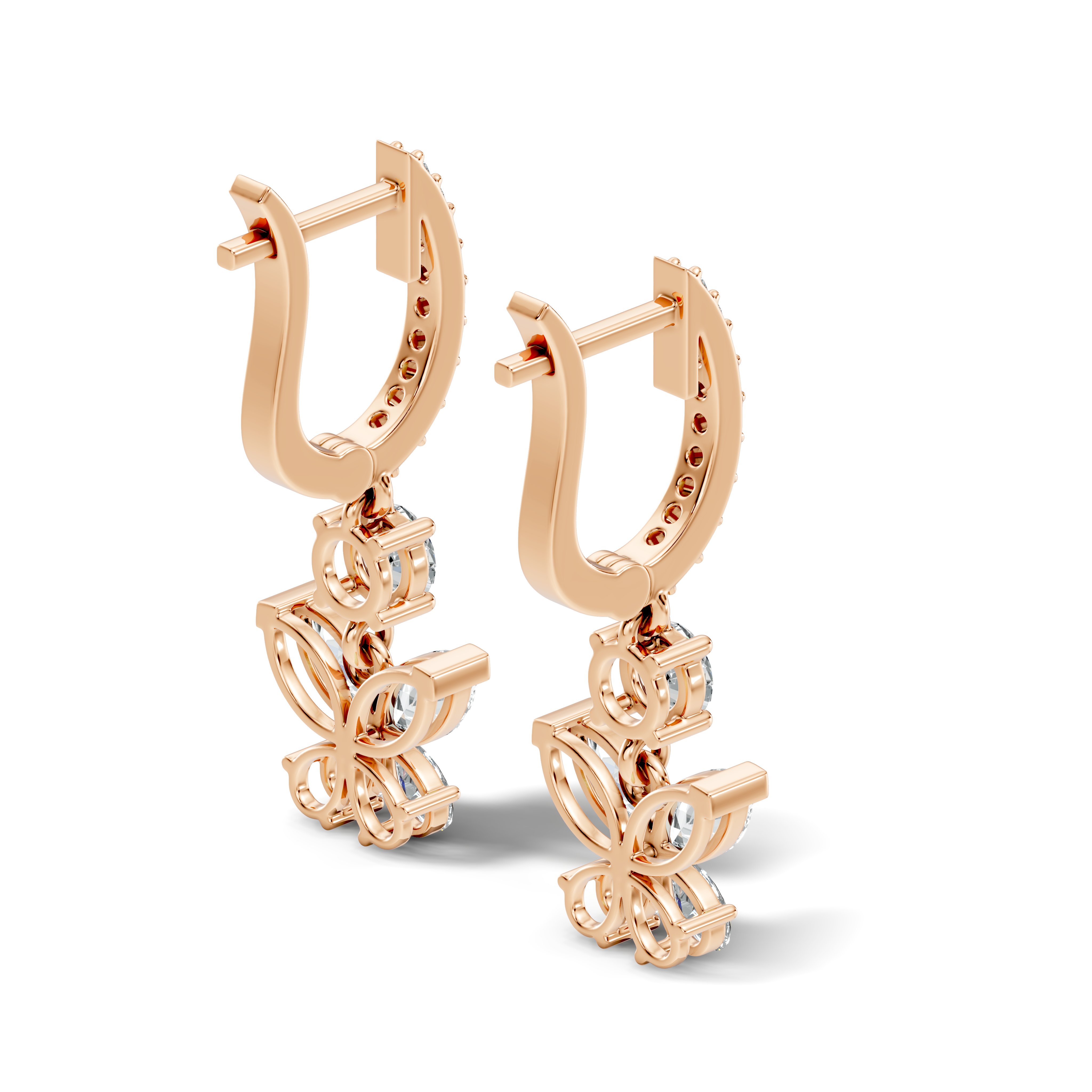 Butterfly Dangle Hoop Diamond Earrings