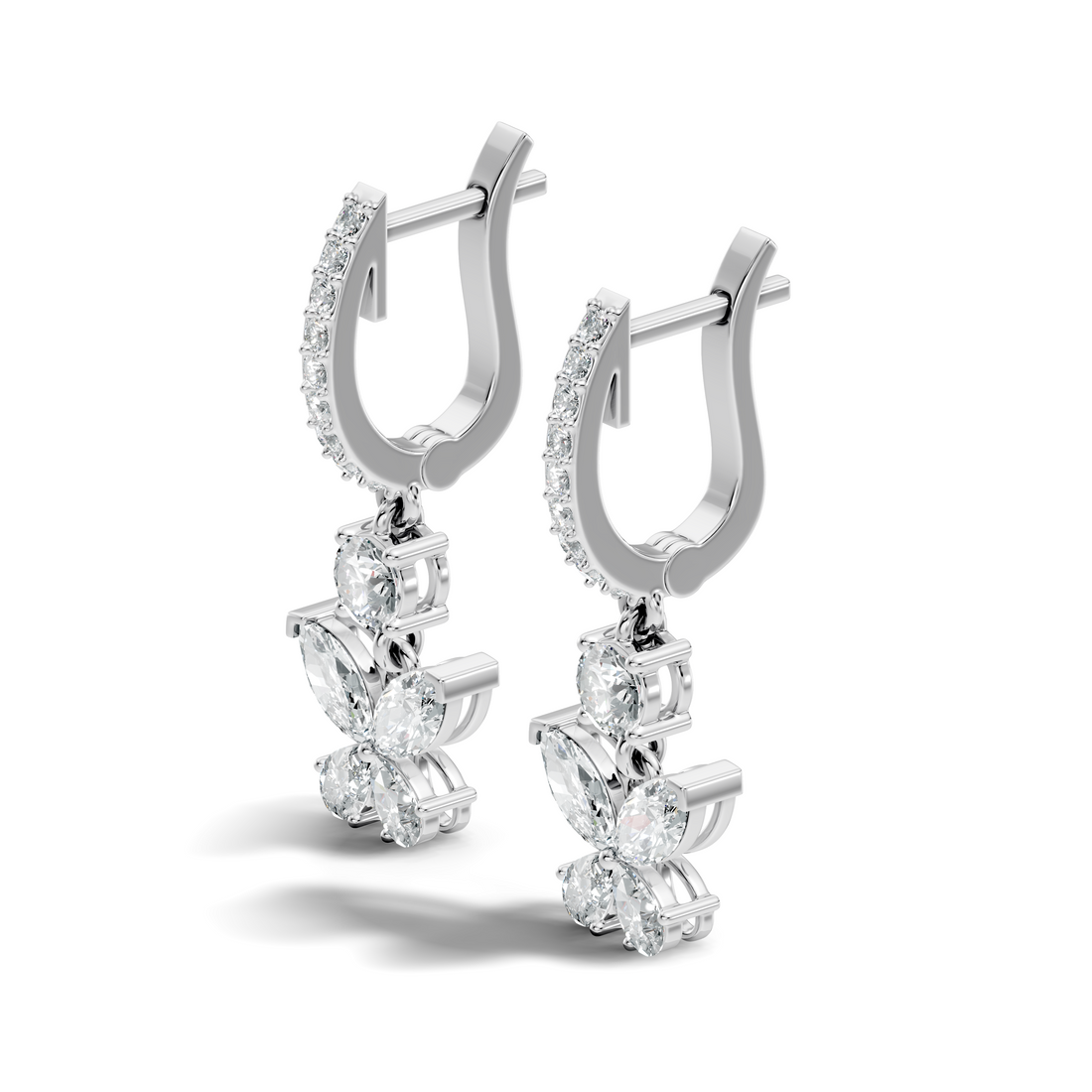 Butterfly Dangle Hoop Diamond Earrings