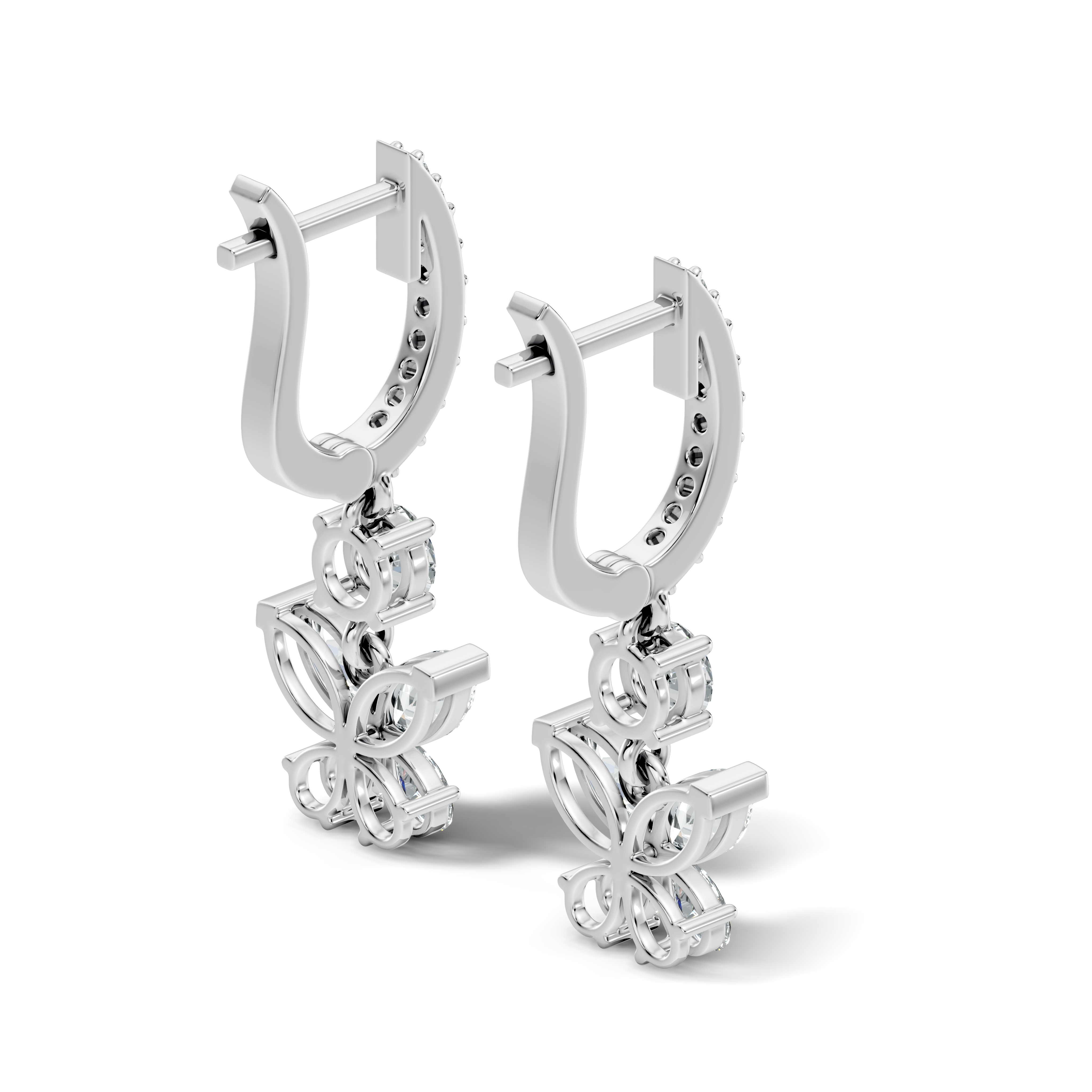 Butterfly Dangle Hoop Diamond Earrings