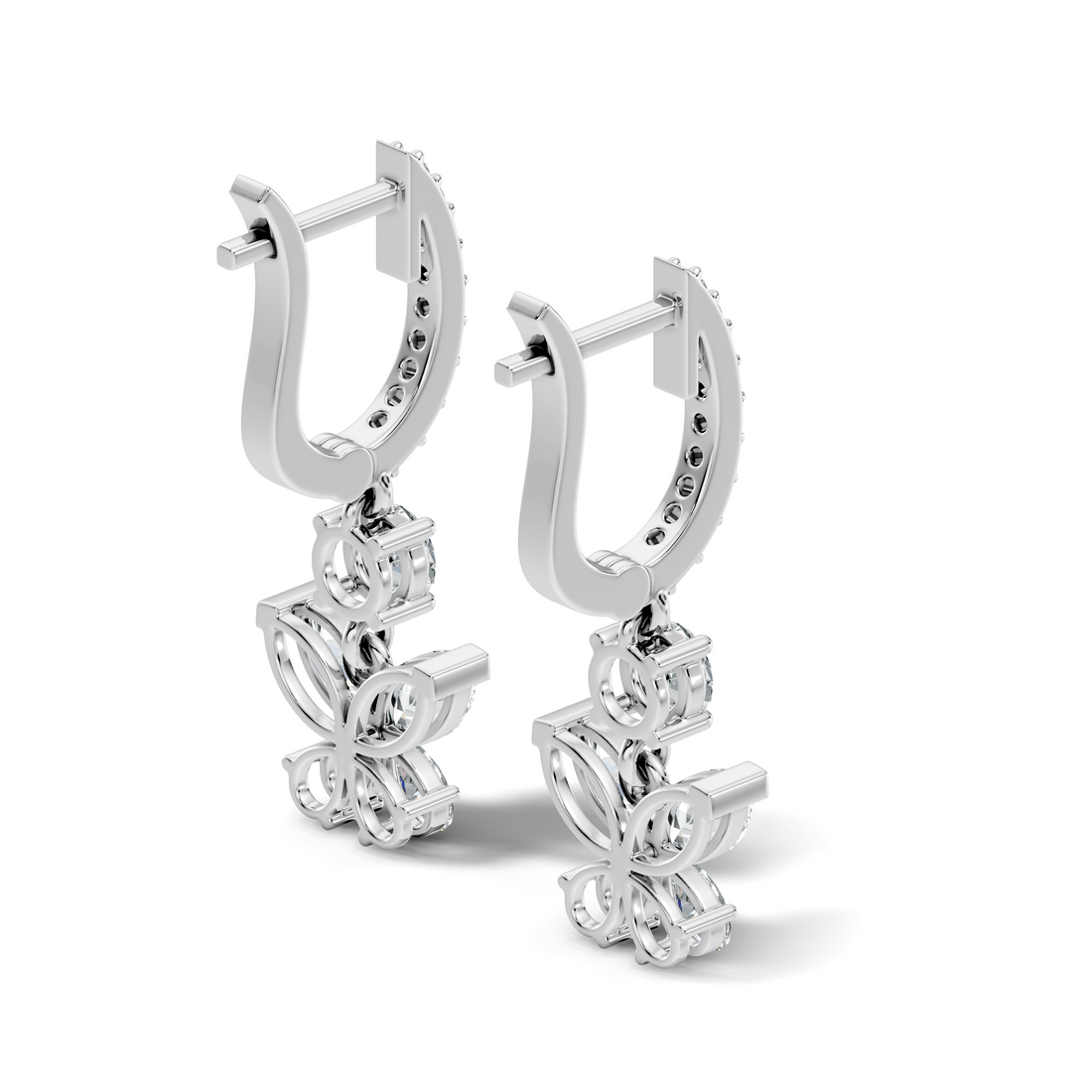Butterfly Dangle Hoop Diamond Earrings