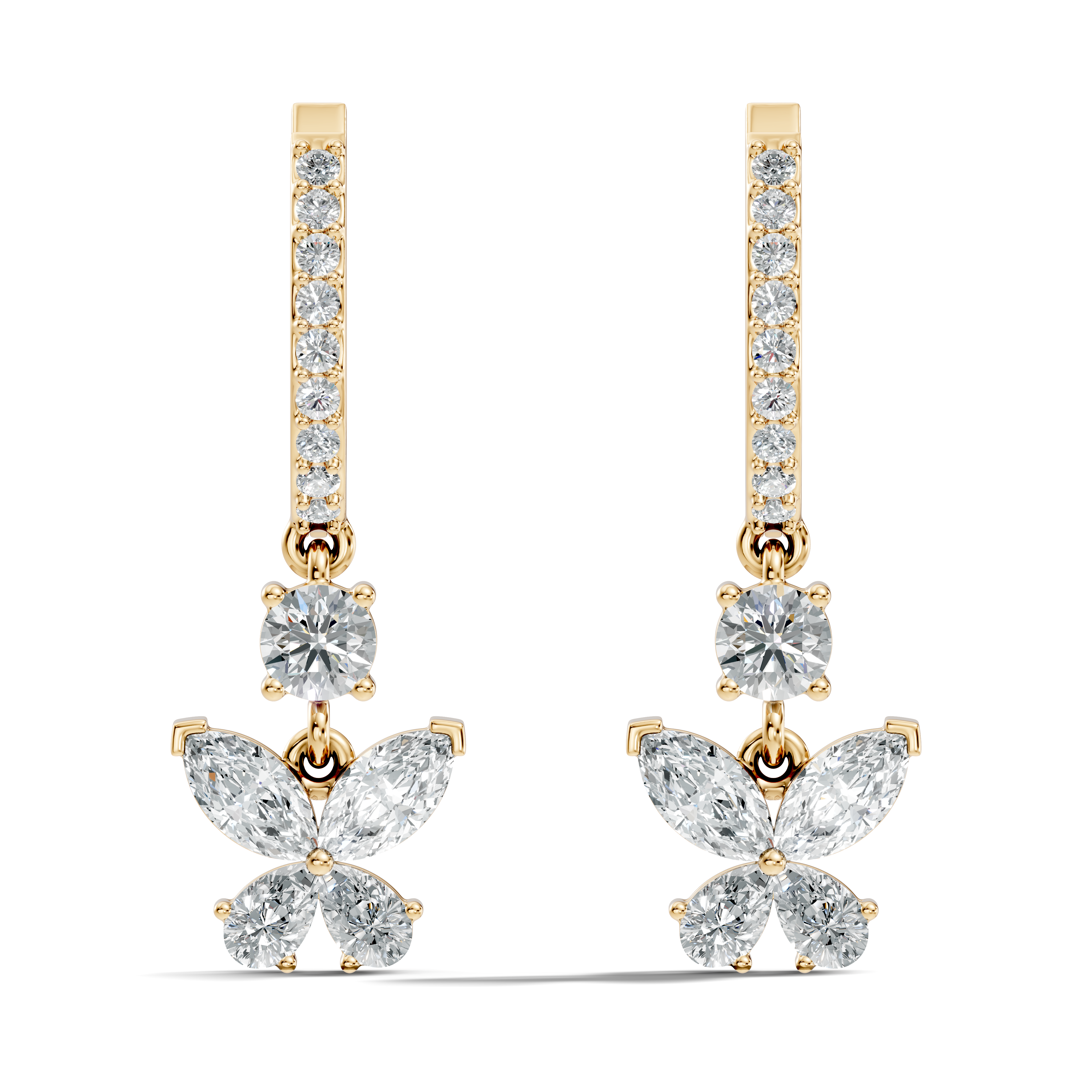 Butterfly Dangle Hoop Diamond Earrings